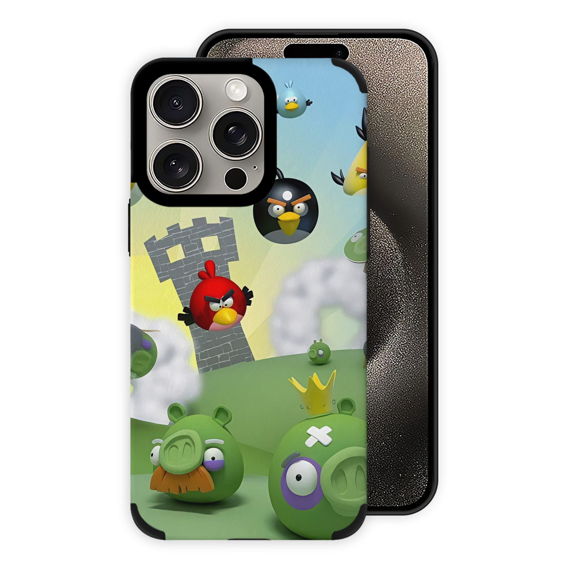 （画像用） Angry Birds アングリーバード 【iPhone15ProMax対応】 PUレザー スマホケース 耐衝撃＆黄変防止