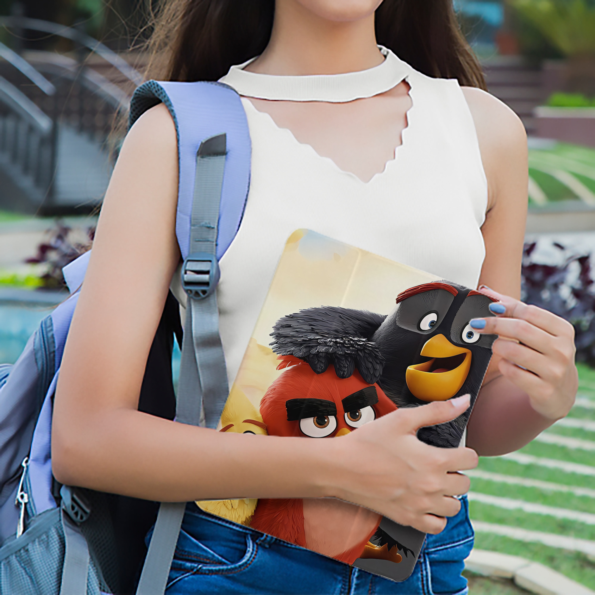 Angry Birds アングリーバード IPad ケース ペン収納付き 三つ折りスタンド PUレザー×シリコン 対応機種9.5/10.5/10.9インチ