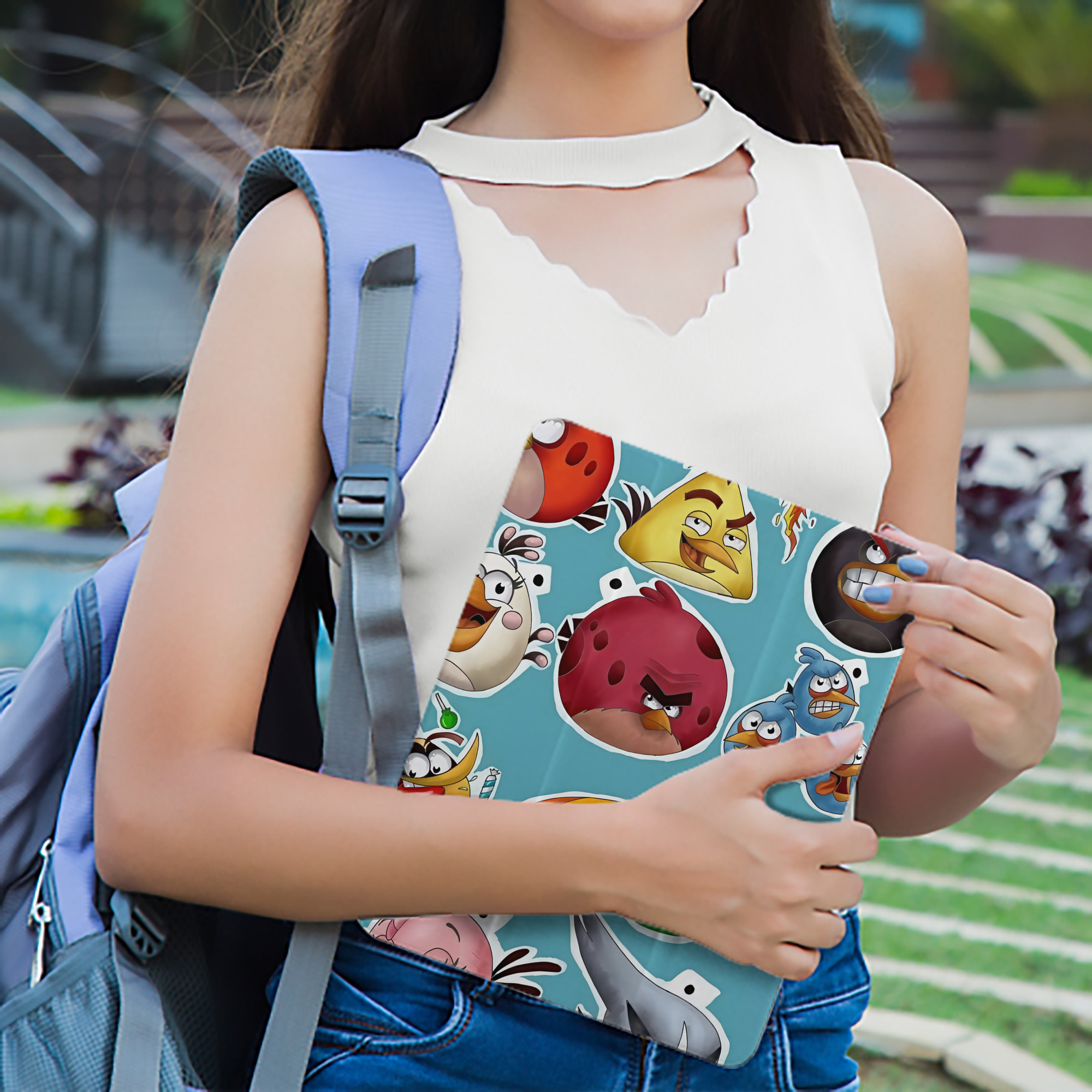 Angry Birds アングリーバード IPad ケース ペン収納付き 三つ折りスタンド PUレザー×シリコン 対応機種9.5/10.5/10.9インチ
