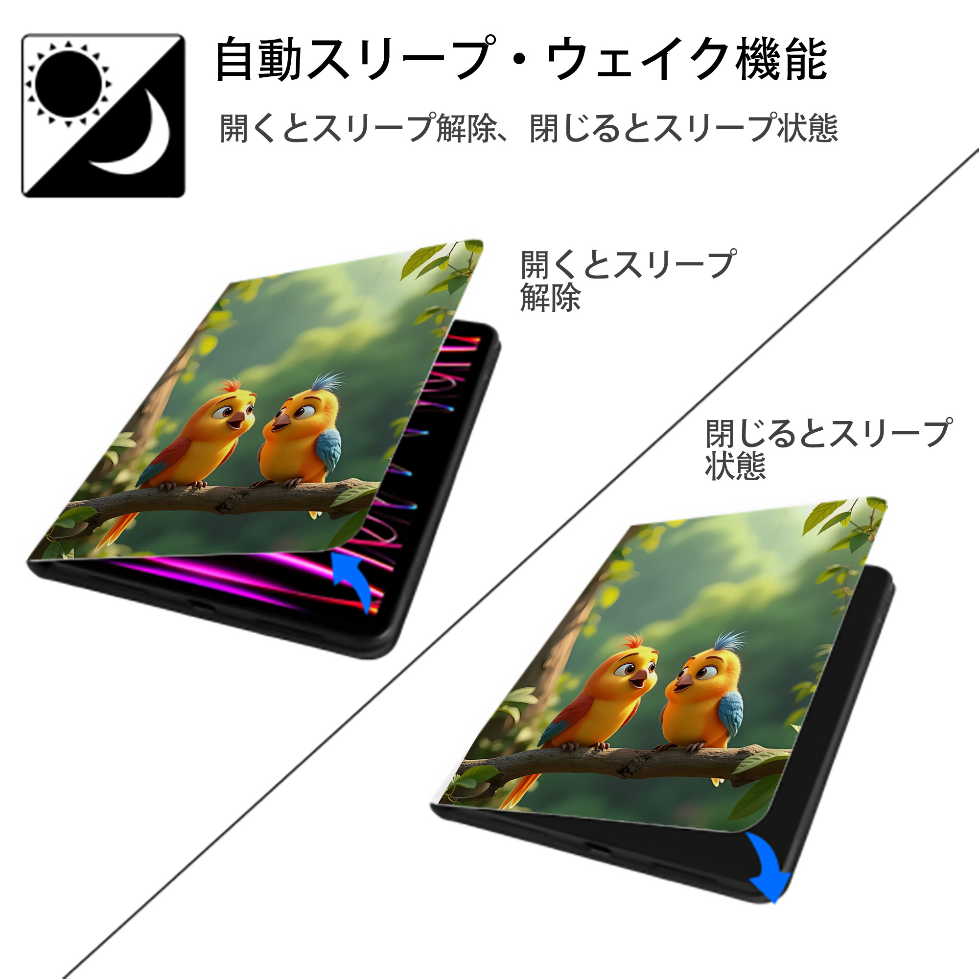 Angry Birds アングリーバード IPad ケース ペン収納付き 三つ折りスタンド PUレザー×シリコン 対応機種9.5/10.5/10.9インチ