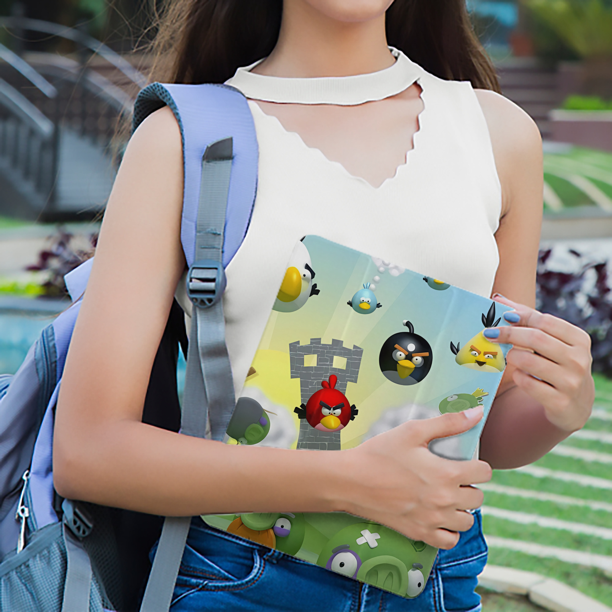 Angry Birds アングリーバード IPad ケース ペン収納付き 三つ折りスタンド PUレザー×シリコン 対応機種9.5/10.5/10.9インチ