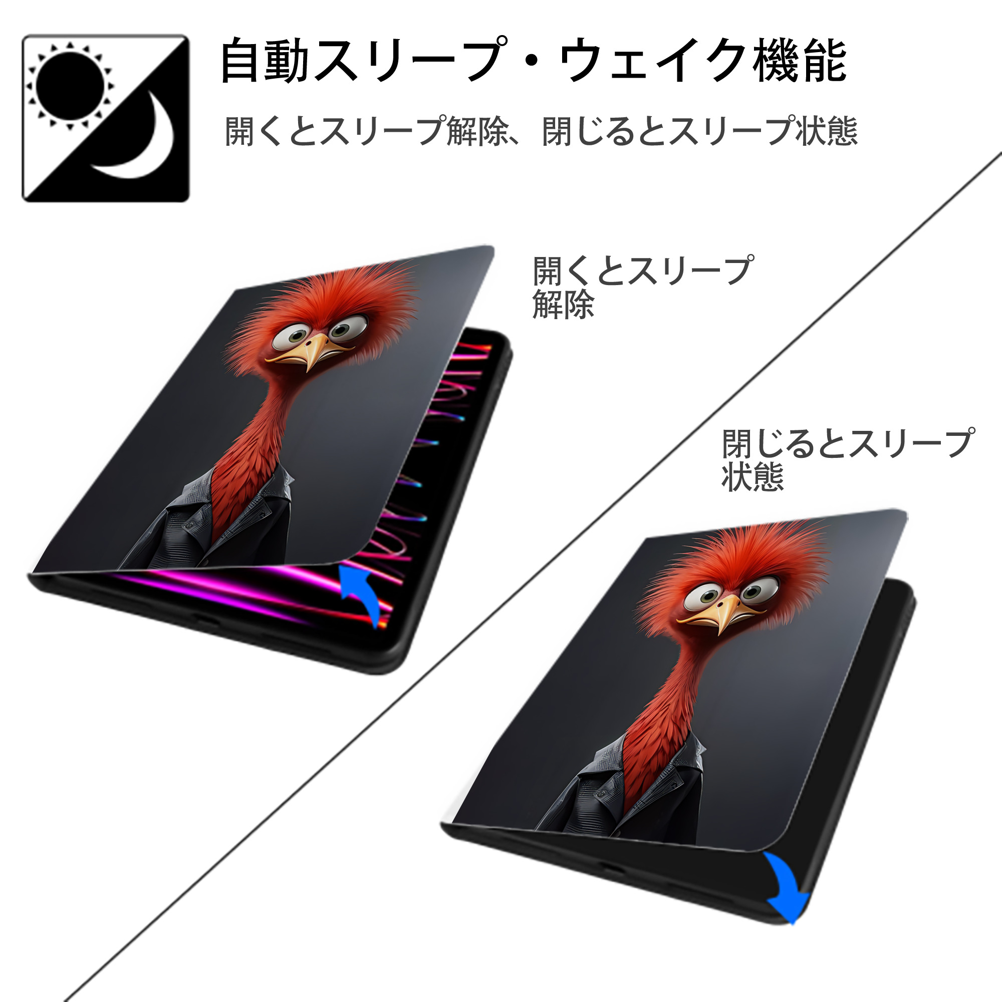 Angry Birds アングリーバード IPad ケース ペン収納付き 三つ折りスタンド PUレザー×シリコン 対応機種9.5/10.5/10.9インチ