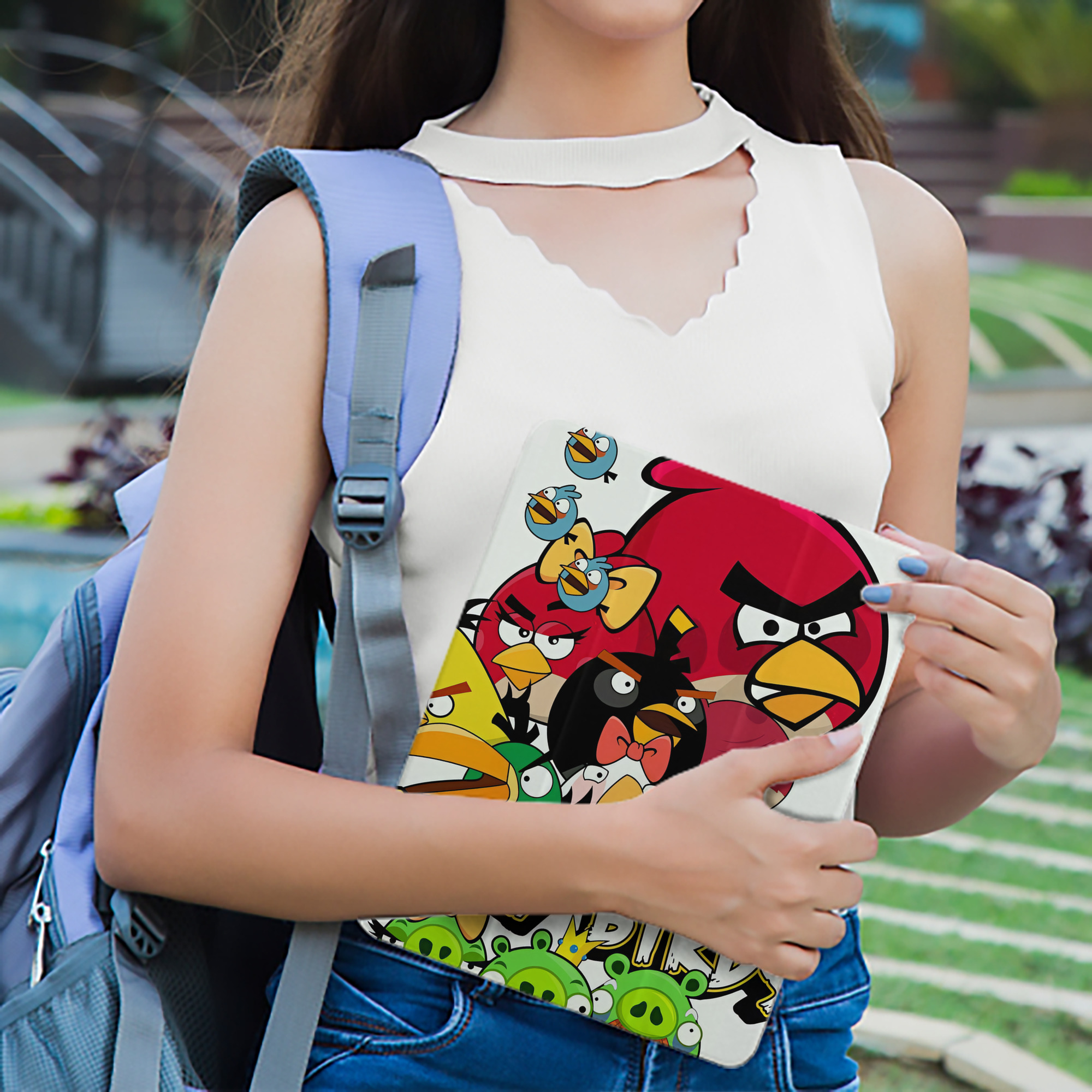Angry Birds アングリーバード IPad ケース ペン収納付き 三つ折りスタンド PUレザー×シリコン 対応機種9.5/10.5/10.9インチ