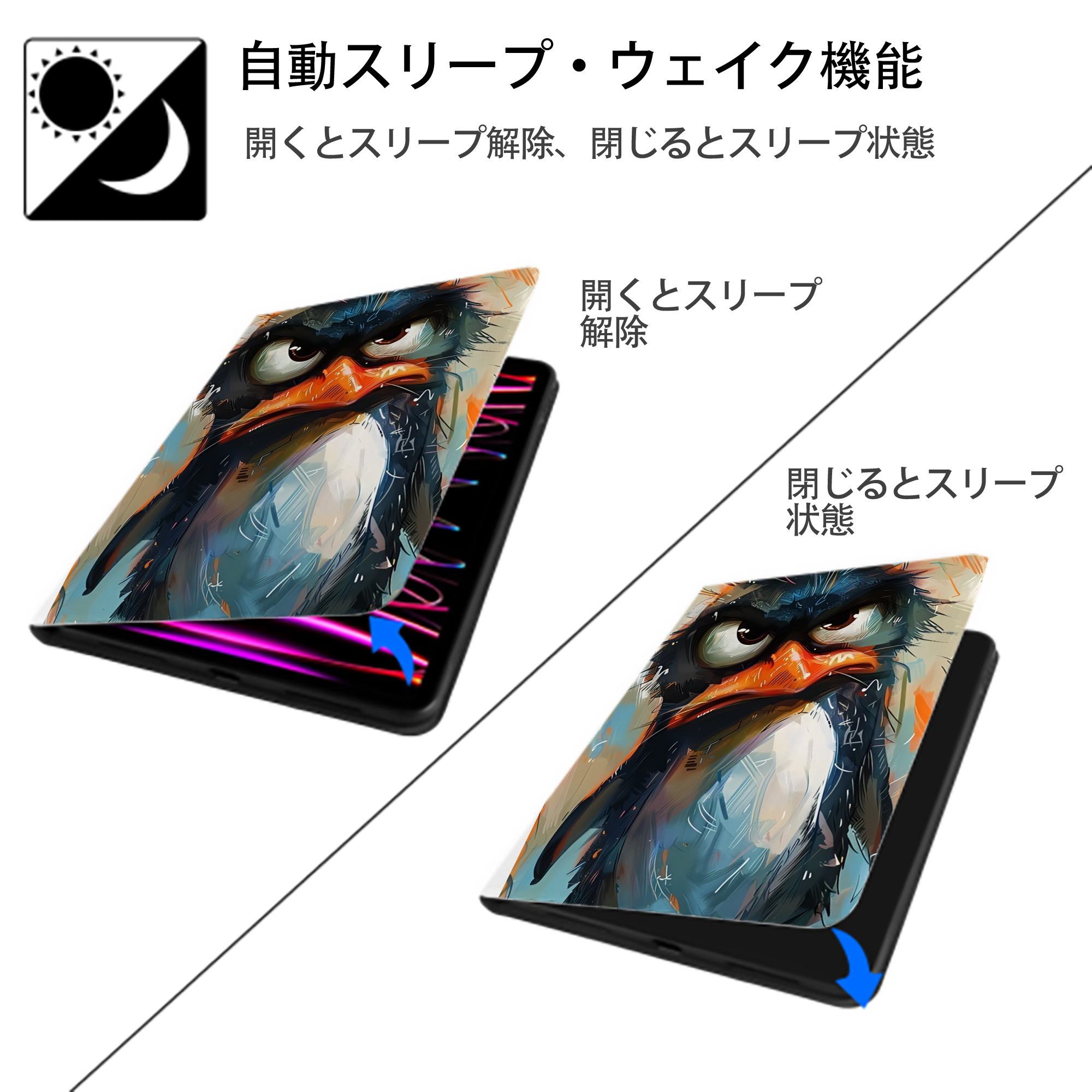Angry Birds アングリーバード IPad ケース ペン収納付き 三つ折りスタンド PUレザー×シリコン 対応機種9.5/10.5/10.9インチ