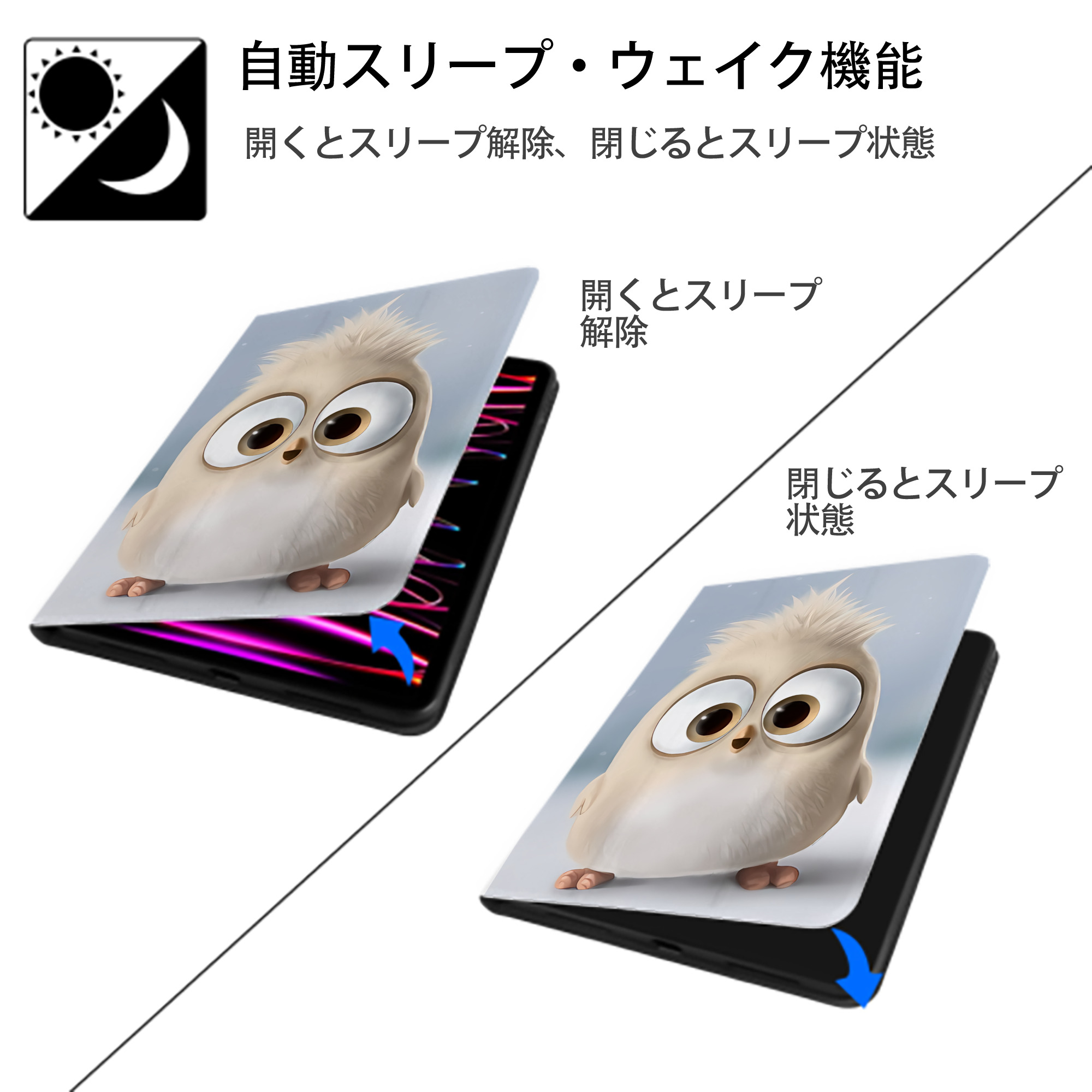 Angry Birds アングリーバード IPad ケース ペン収納付き 三つ折りスタンド PUレザー×シリコン 対応機種9.5/10.5/10.9インチ