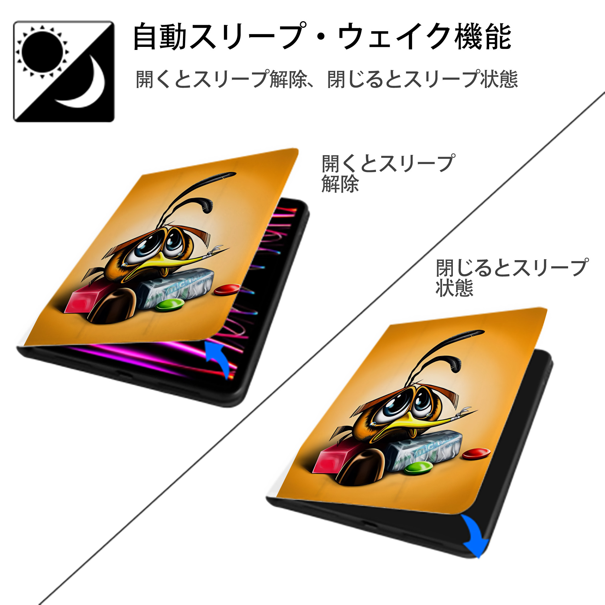 Angry Birds アングリーバード IPad ケース ペン収納付き 三つ折りスタンド PUレザー×シリコン 対応機種9.5/10.5/10.9インチ