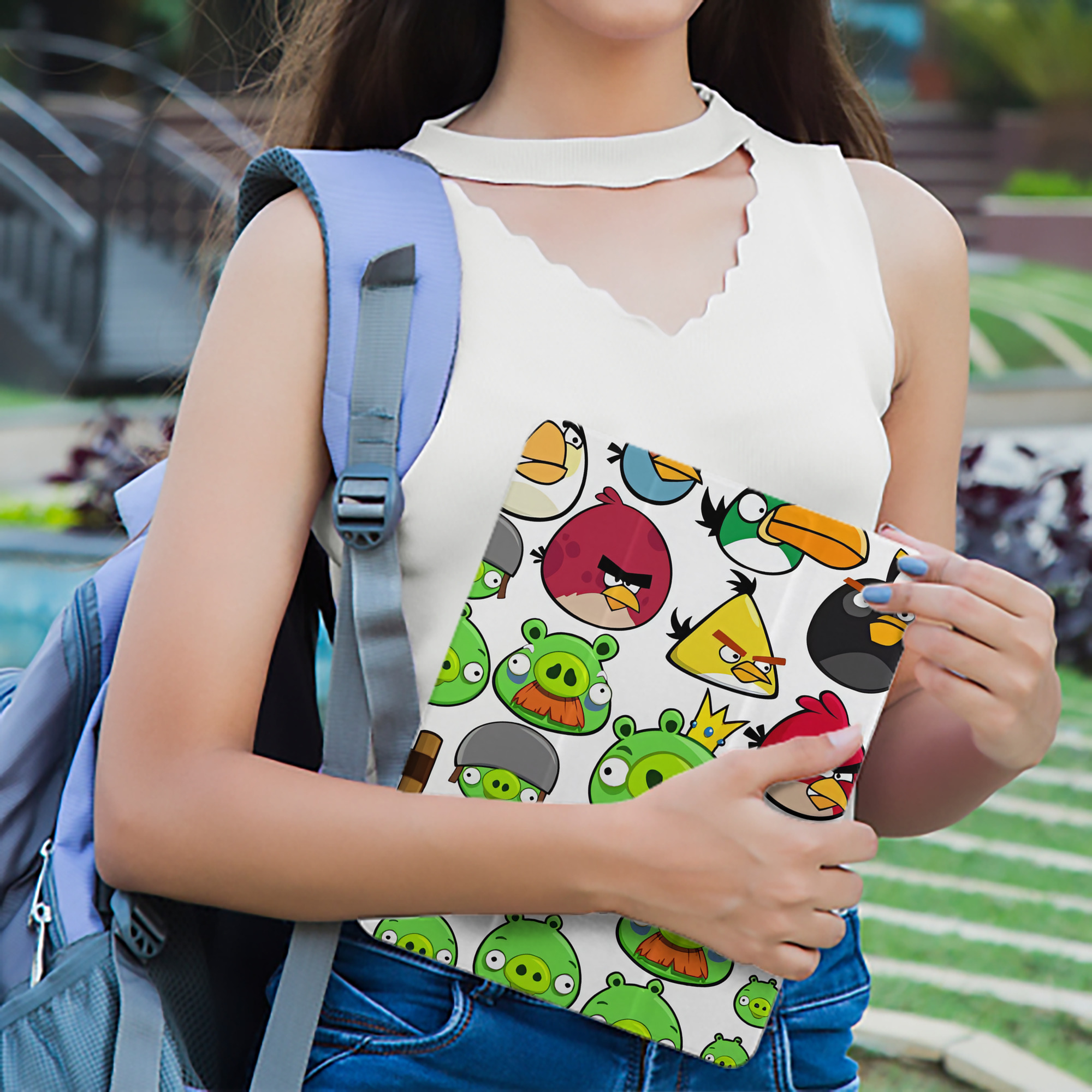 Angry Birds アングリーバード IPad ケース ペン収納付き 三つ折りスタンド PUレザー×シリコン 対応機種9.5/10.5/10.9インチ
