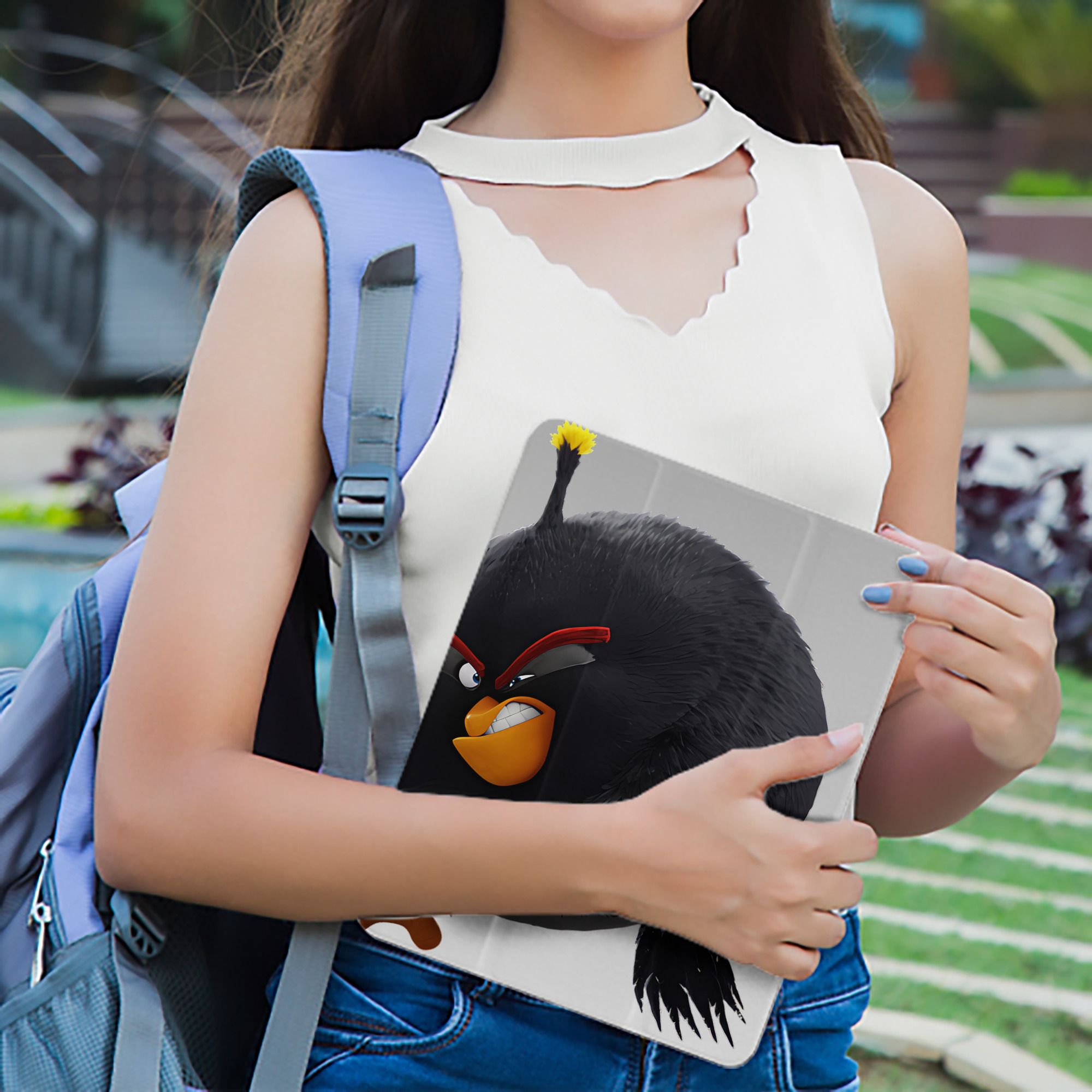 Angry Birds アングリーバード IPad ケース ペン収納付き 三つ折りスタンド PUレザー×シリコン 対応機種9.5/10.5/10.9インチ