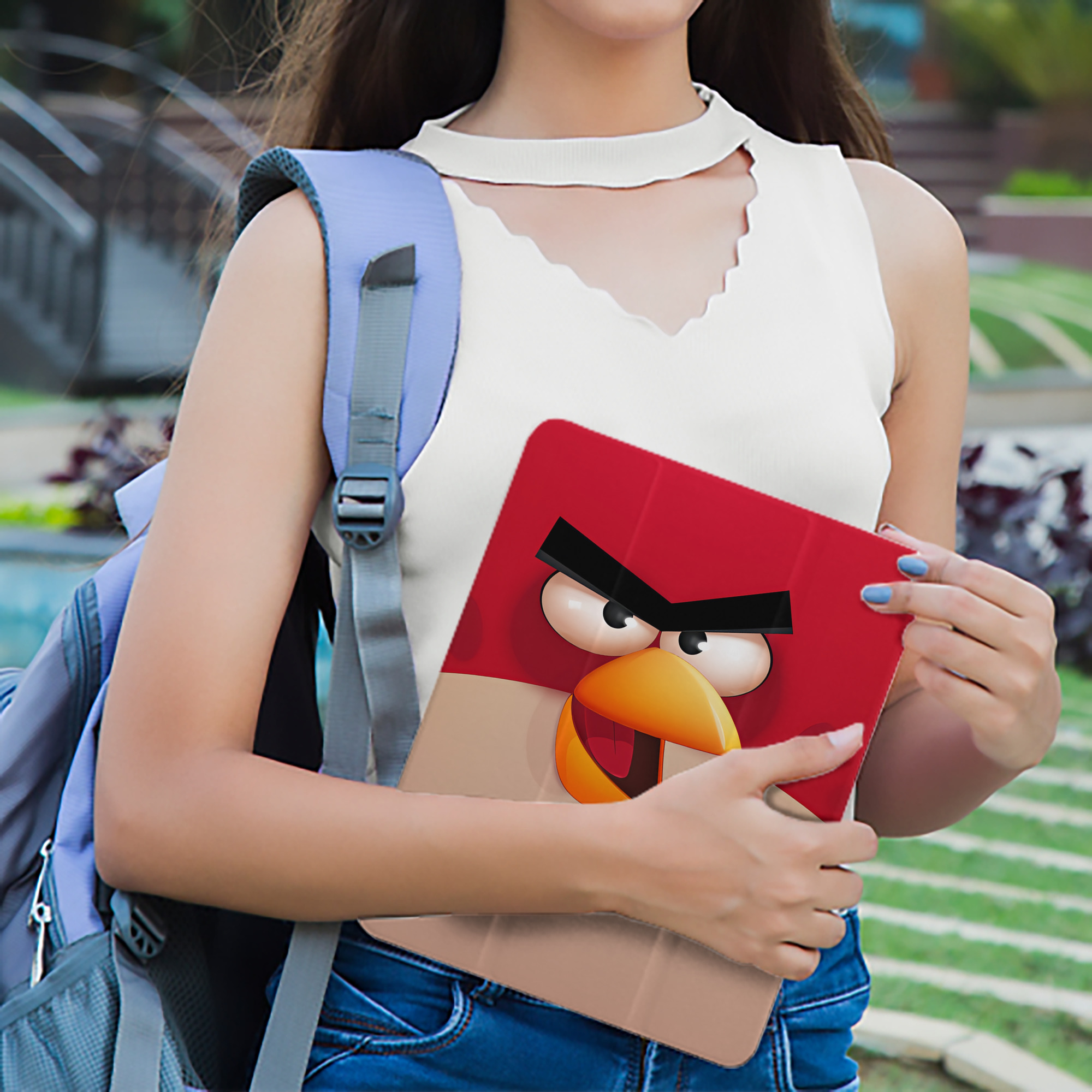 Angry Birds アングリーバード IPad ケース ペン収納付き 三つ折りスタンド PUレザー×シリコン 対応機種9.5/10.5/10.9インチ