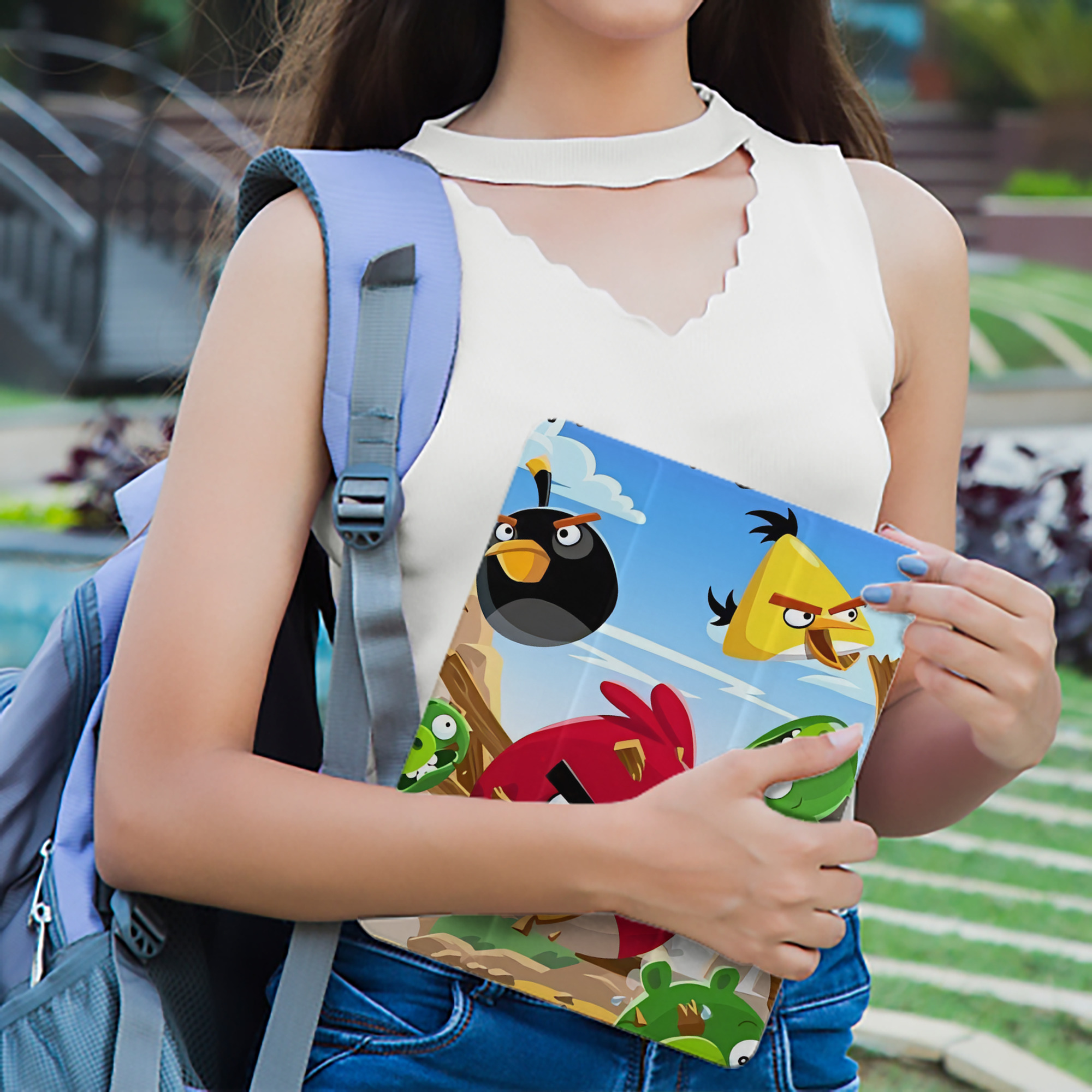 Angry Birds アングリーバード IPad ケース ペン収納付き 三つ折りスタンド PUレザー×シリコン 対応機種9.5/10.5/10.9インチ