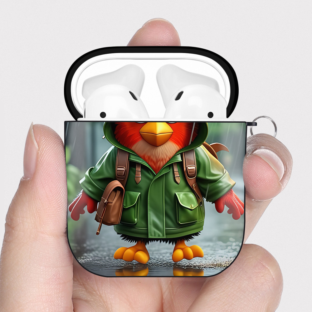 （画像用） Angry Birds アングリーバード AirPods 第2世代保護ケース ハードシェル ブラック 耐衝撃・防指紋・カラビナ付き