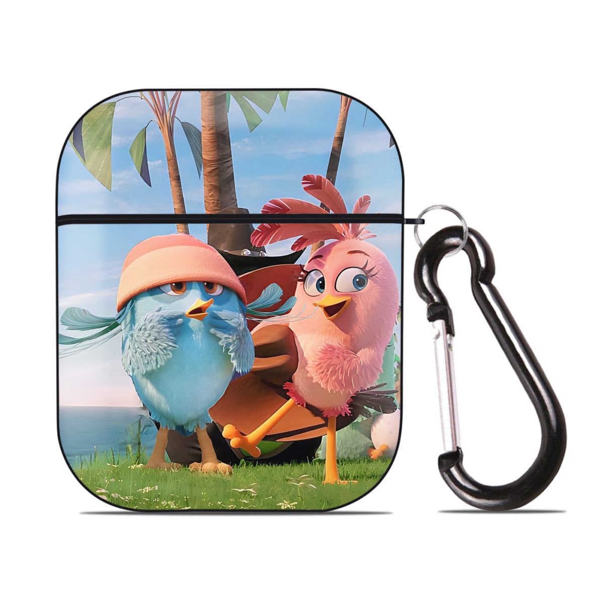 （画像用） Angry Birds アングリーバード AirPods 第2世代保護ケース ハードシェル ブラック 耐衝撃・防指紋・カラビナ付き