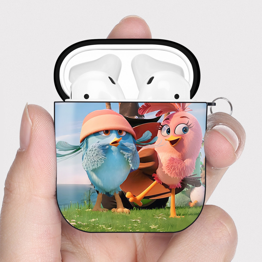 （画像用） Angry Birds アングリーバード AirPods 第2世代保護ケース ハードシェル ブラック 耐衝撃・防指紋・カラビナ付き