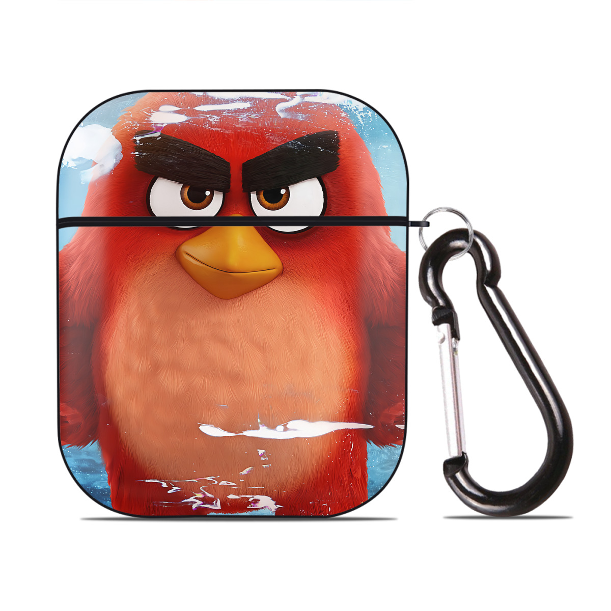 （画像用） Angry Birds アングリーバード AirPods 第2世代保護ケース ハードシェル ブラック 耐衝撃・防指紋・カラビナ付き