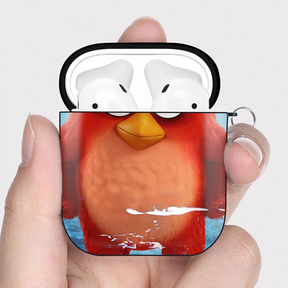 （画像用） Angry Birds アングリーバード AirPods 第2世代保護ケース ハードシェル ブラック 耐衝撃・防指紋・カラビナ付き