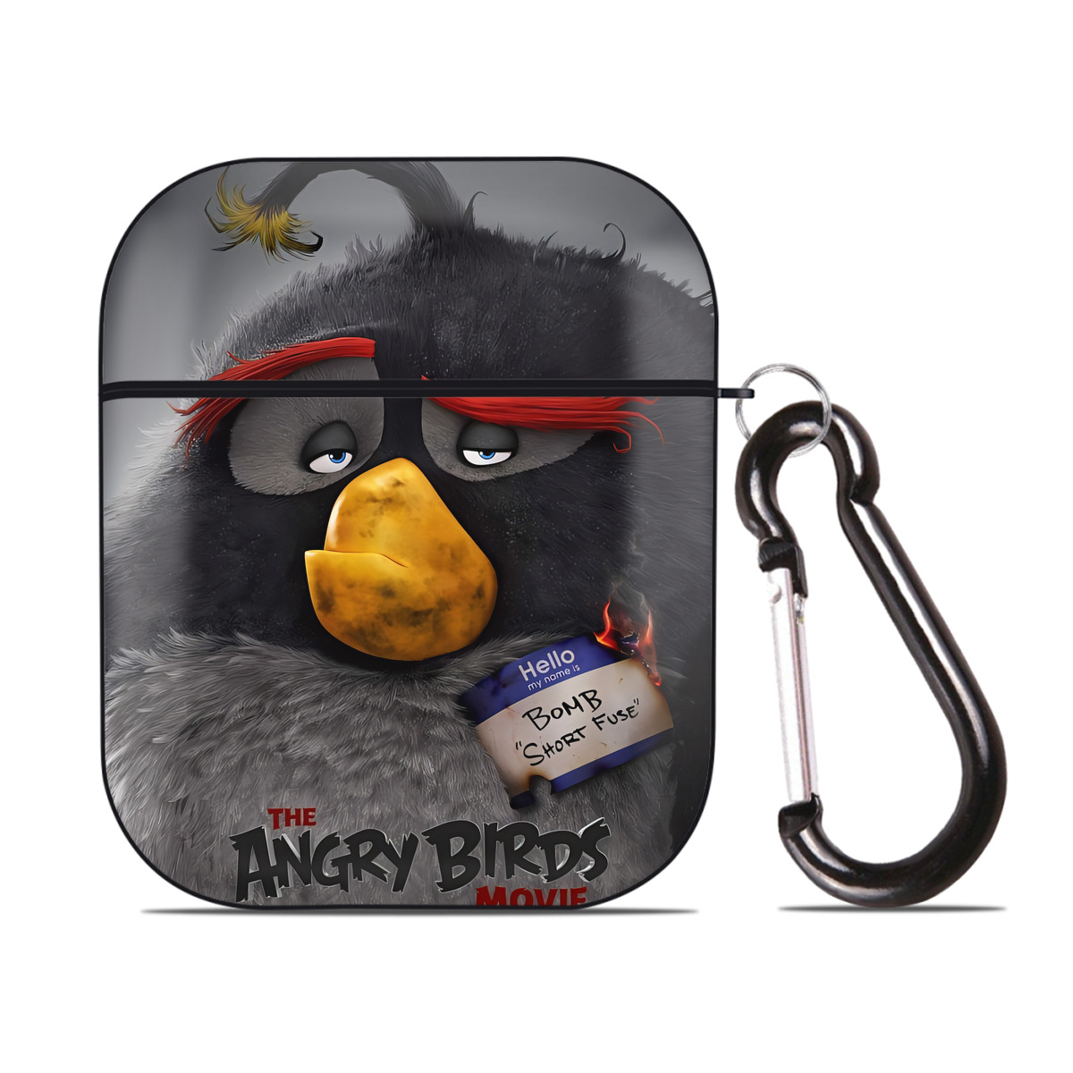 （画像用） Angry Birds アングリーバード AirPods 第2世代保護ケース ハードシェル ブラック 耐衝撃・防指紋・カラビナ付き