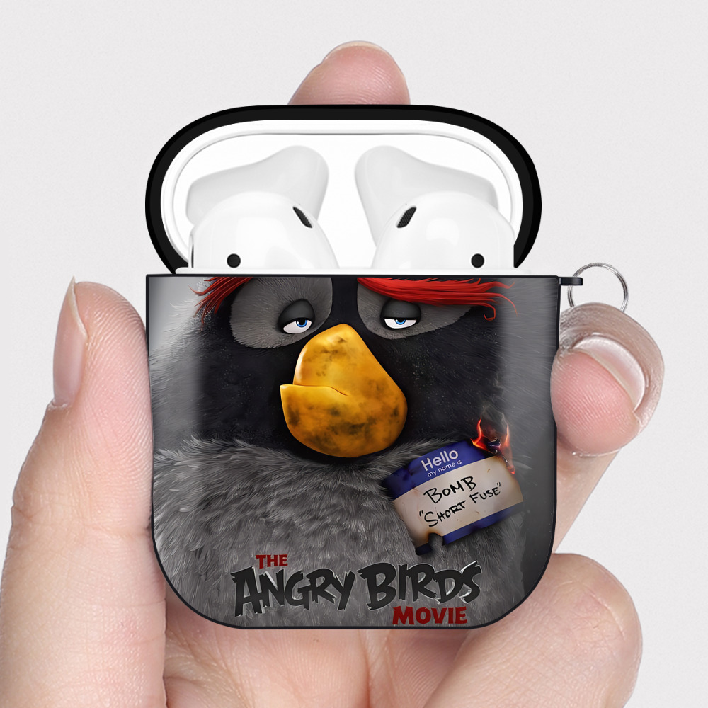 （画像用） Angry Birds アングリーバード AirPods 第2世代保護ケース ハードシェル ブラック 耐衝撃・防指紋・カラビナ付き