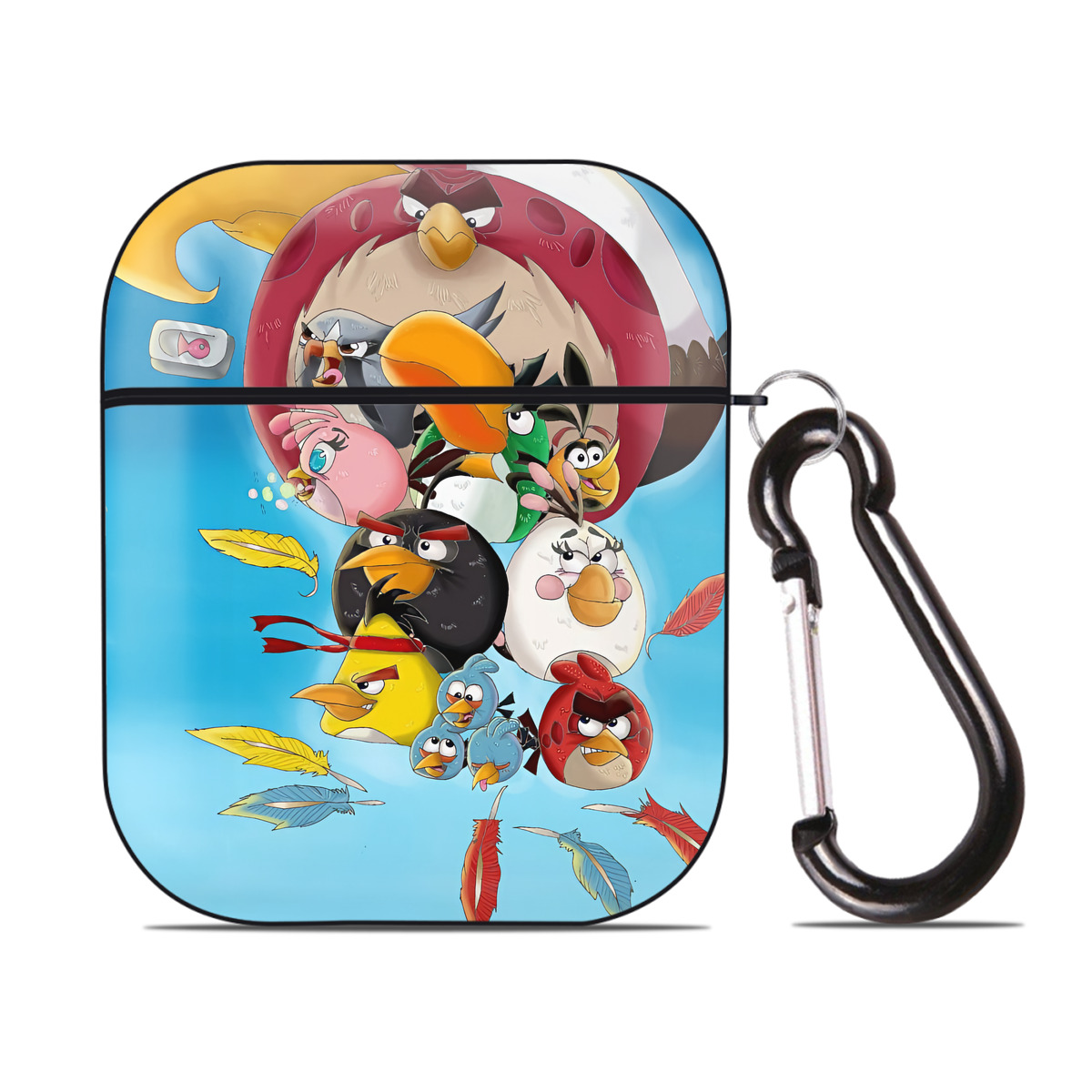 （画像用） Angry Birds アングリーバード AirPods 第2世代保護ケース ハードシェル ブラック 耐衝撃・防指紋・カラビナ付き