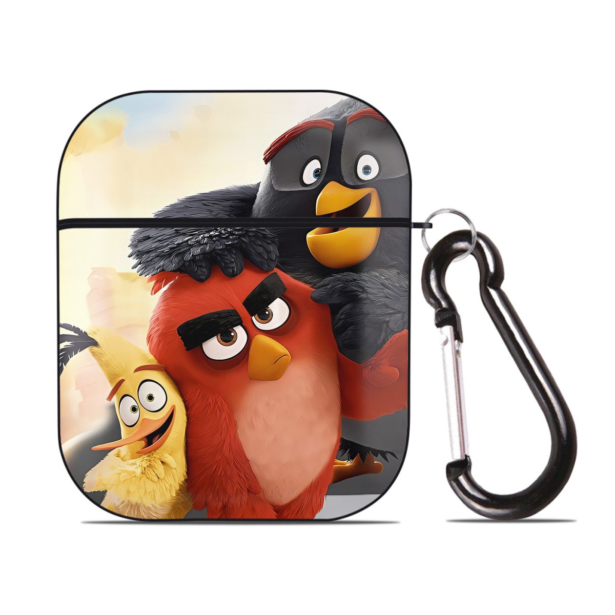 （画像用） Angry Birds アングリーバード AirPods 第2世代保護ケース ハードシェル ブラック 耐衝撃・防指紋・カラビナ付き
