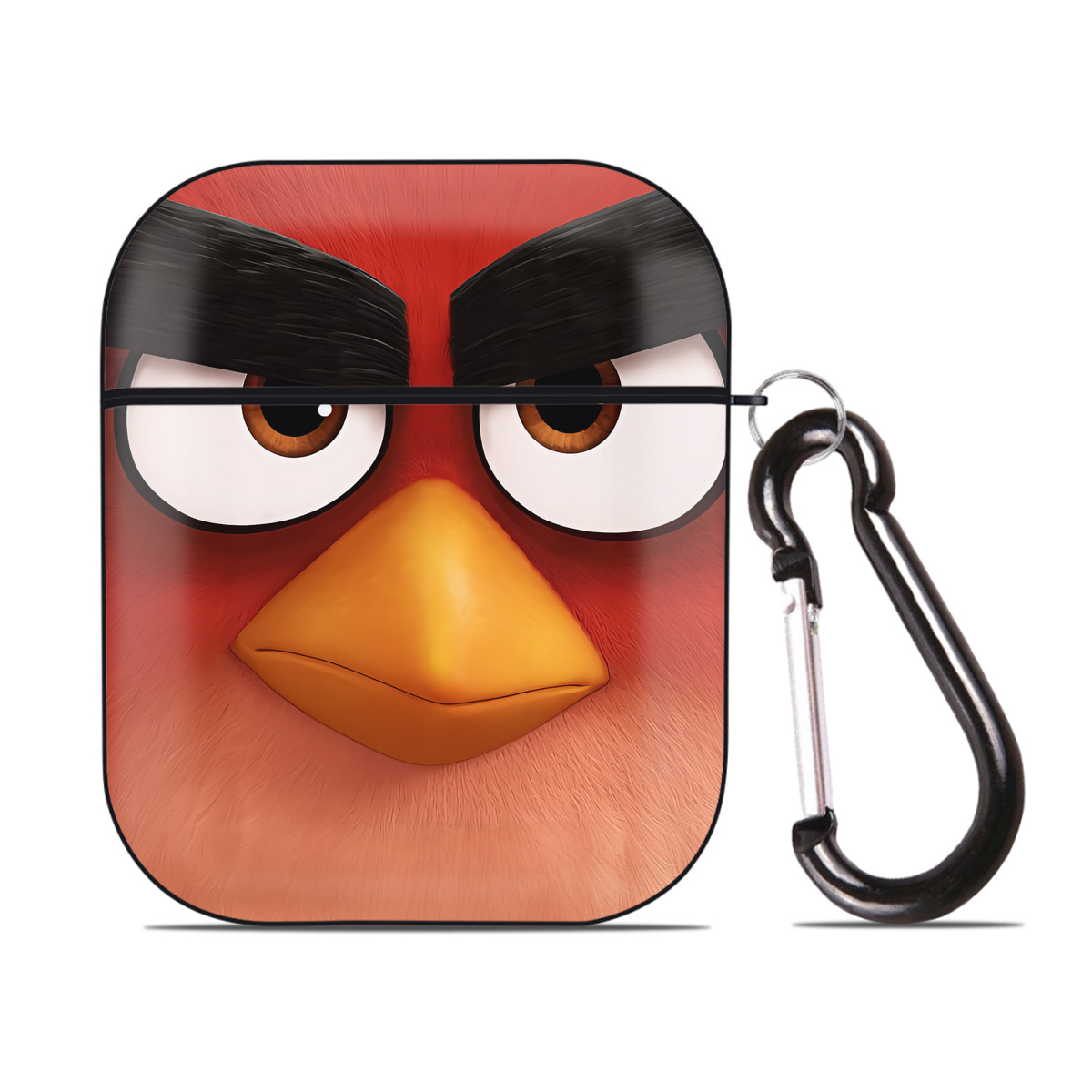 （画像用） Angry Birds アングリーバード AirPods 第2世代保護ケース ハードシェル ブラック 耐衝撃・防指紋・カラビナ付き