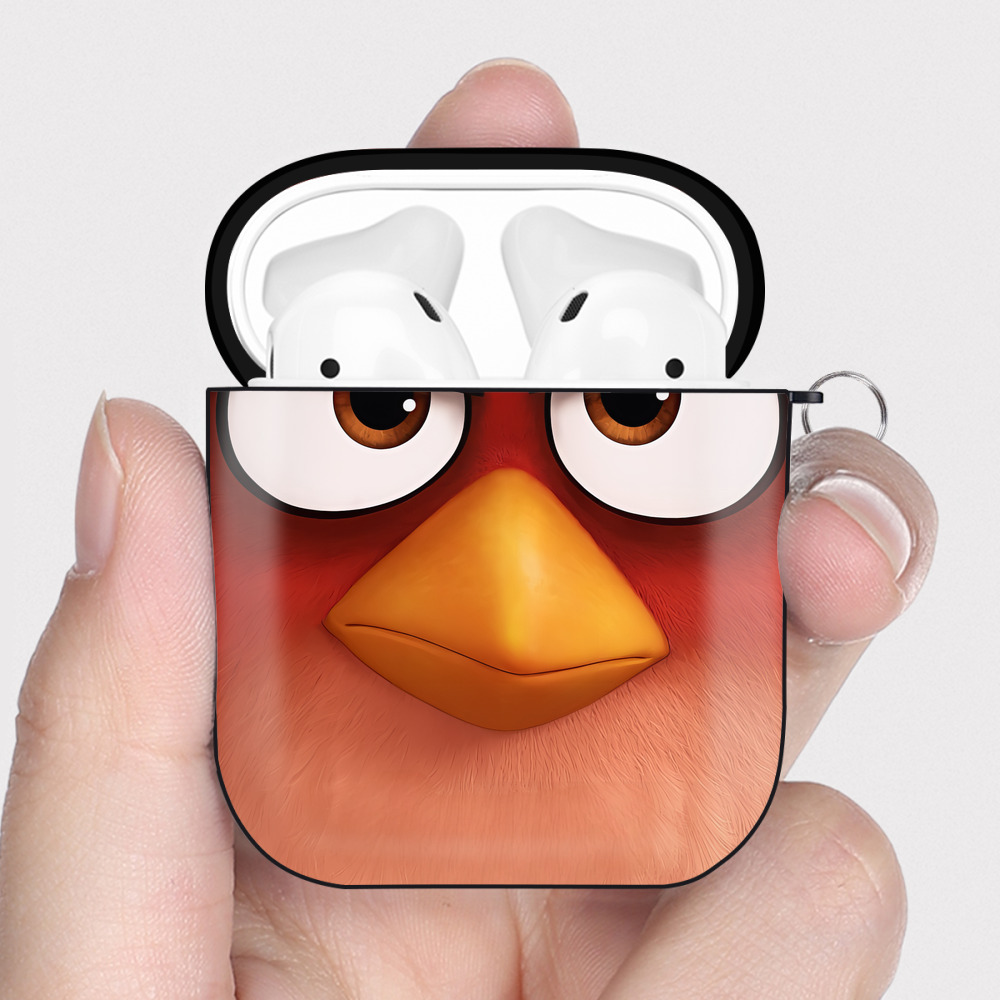 （画像用） Angry Birds アングリーバード AirPods 第2世代保護ケース ハードシェル ブラック 耐衝撃・防指紋・カラビナ付き