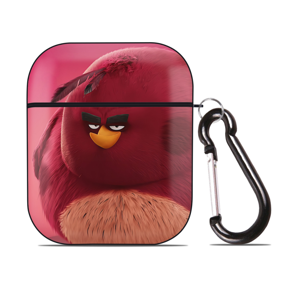 （画像用） Angry Birds アングリーバード AirPods 第2世代保護ケース ハードシェル ブラック 耐衝撃・防指紋・カラビナ付き