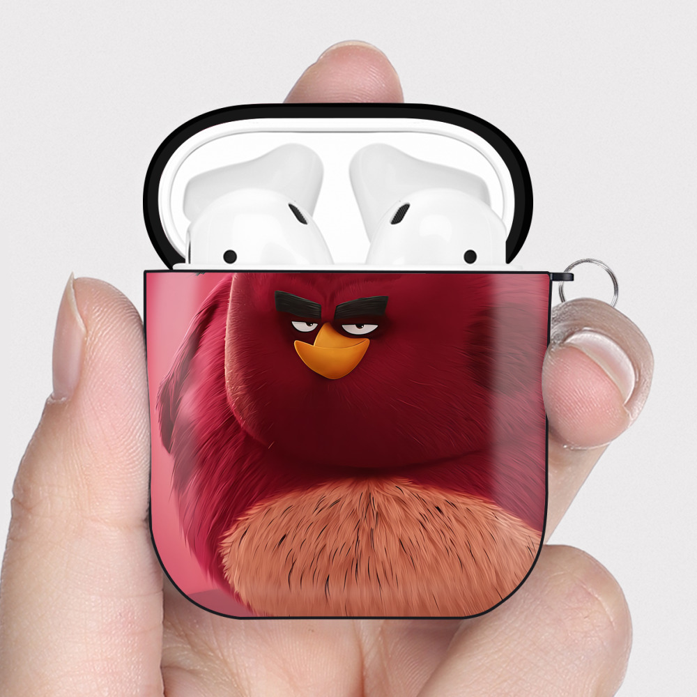 （画像用） Angry Birds アングリーバード AirPods 第2世代保護ケース ハードシェル ブラック 耐衝撃・防指紋・カラビナ付き