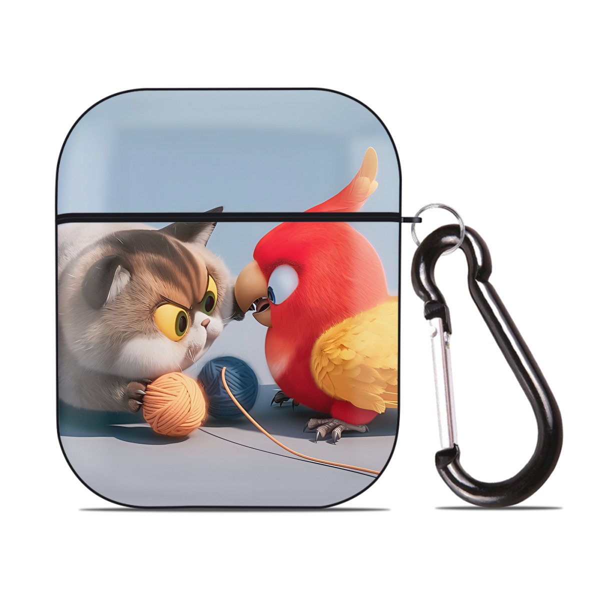 （画像用） Angry Birds アングリーバード AirPods 第2世代保護ケース ハードシェル ブラック 耐衝撃・防指紋・カラビナ付き