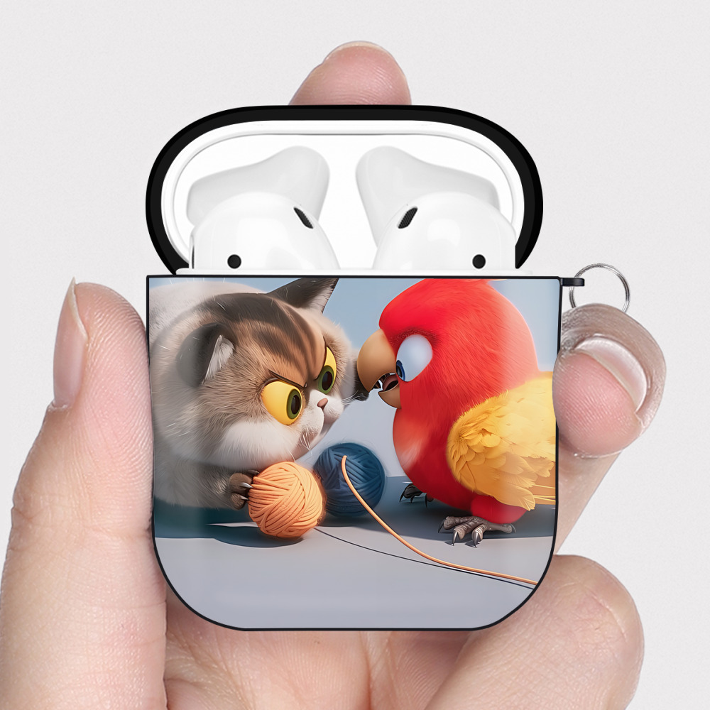 （画像用） Angry Birds アングリーバード AirPods 第2世代保護ケース ハードシェル ブラック 耐衝撃・防指紋・カラビナ付き