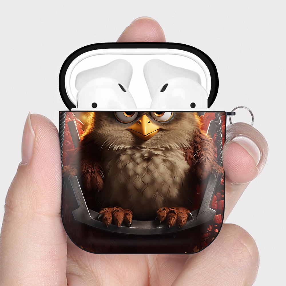 （画像用） Angry Birds アングリーバード AirPods 第2世代保護ケース ハードシェル ブラック 耐衝撃・防指紋・カラビナ付き