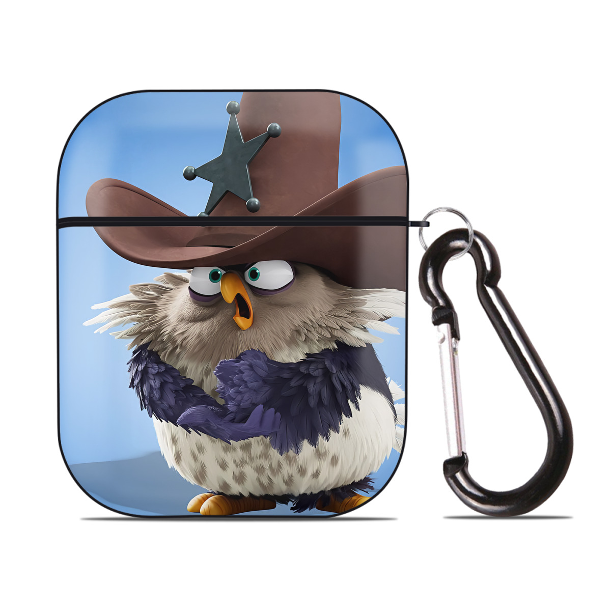 （画像用） Angry Birds アングリーバード AirPods 第2世代保護ケース ハードシェル ブラック 耐衝撃・防指紋・カラビナ付き