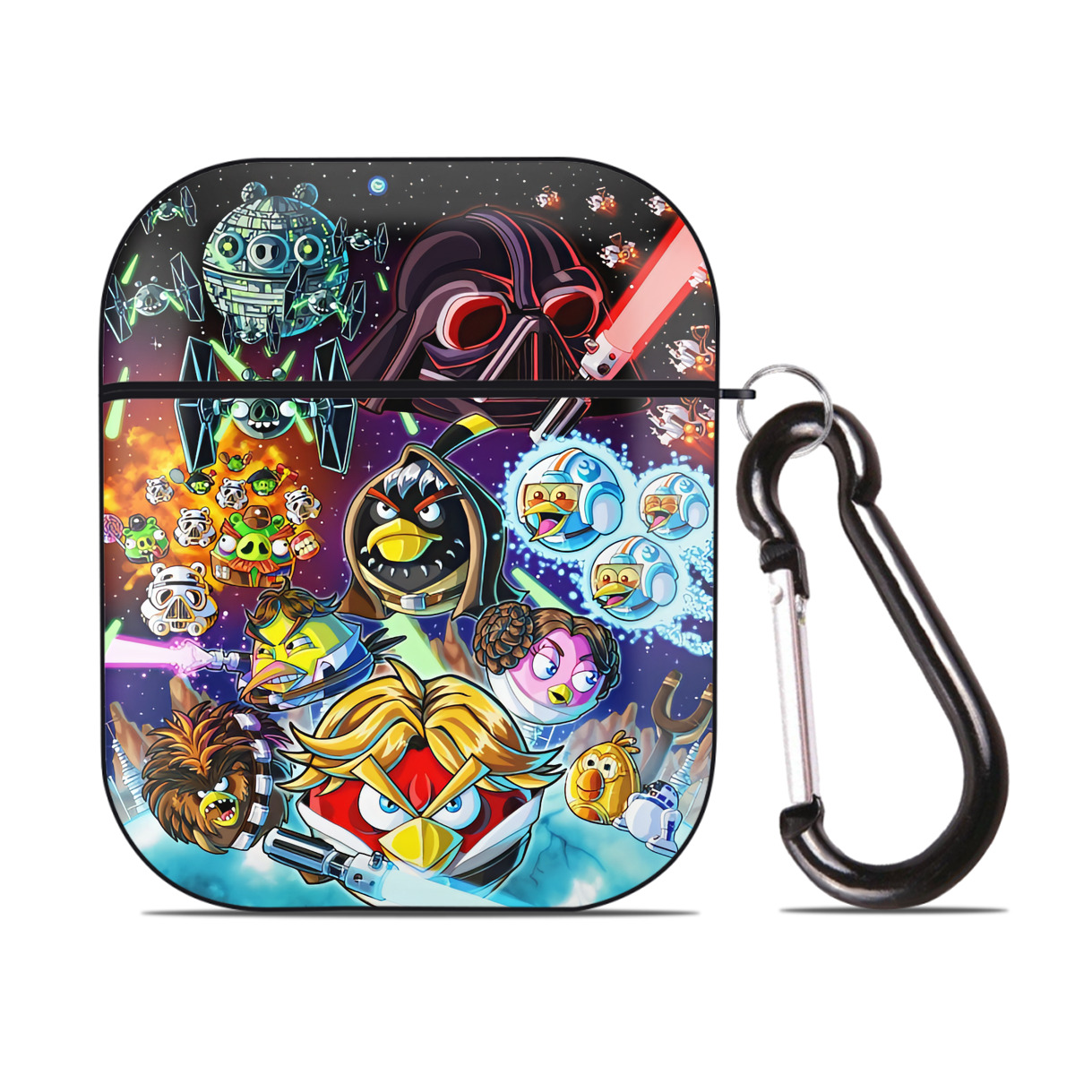 （画像用） Angry Birds アングリーバード AirPods 第2世代保護ケース ハードシェル ブラック 耐衝撃・防指紋・カラビナ付き