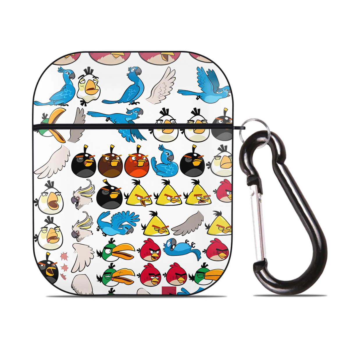 （画像用） Angry Birds アングリーバード AirPods 第2世代保護ケース ハードシェル ブラック 耐衝撃・防指紋・カラビナ付き