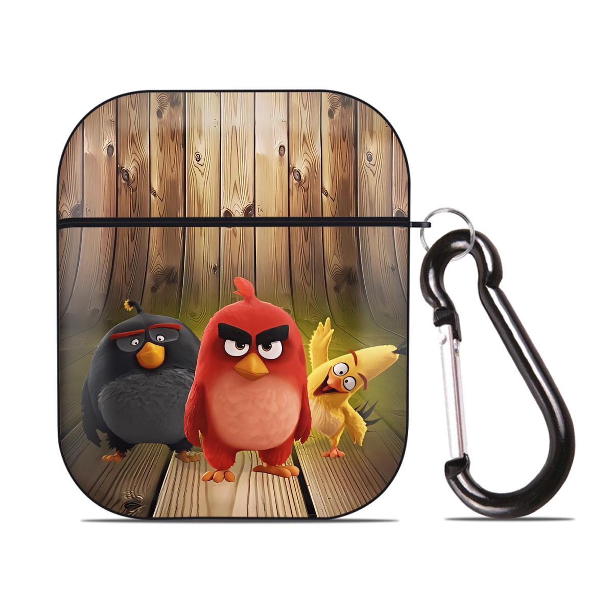 （画像用） Angry Birds アングリーバード AirPods 第2世代保護ケース ハードシェル ブラック 耐衝撃・防指紋・カラビナ付き