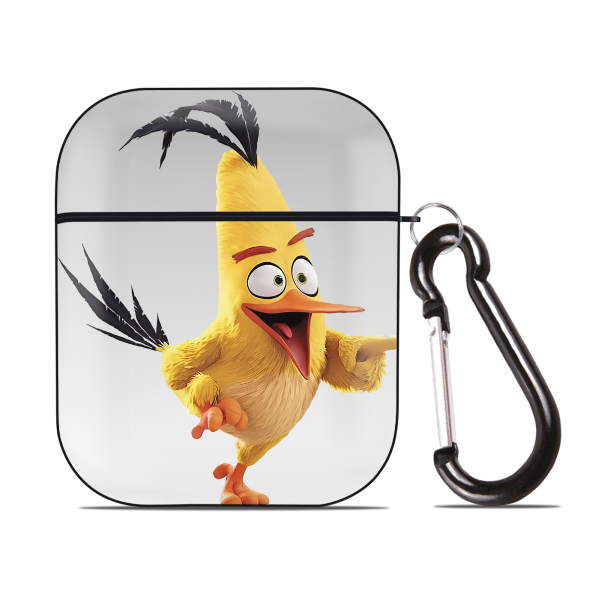 （画像用） Angry Birds アングリーバード AirPods 第2世代保護ケース ハードシェル ブラック 耐衝撃・防指紋・カラビナ付き