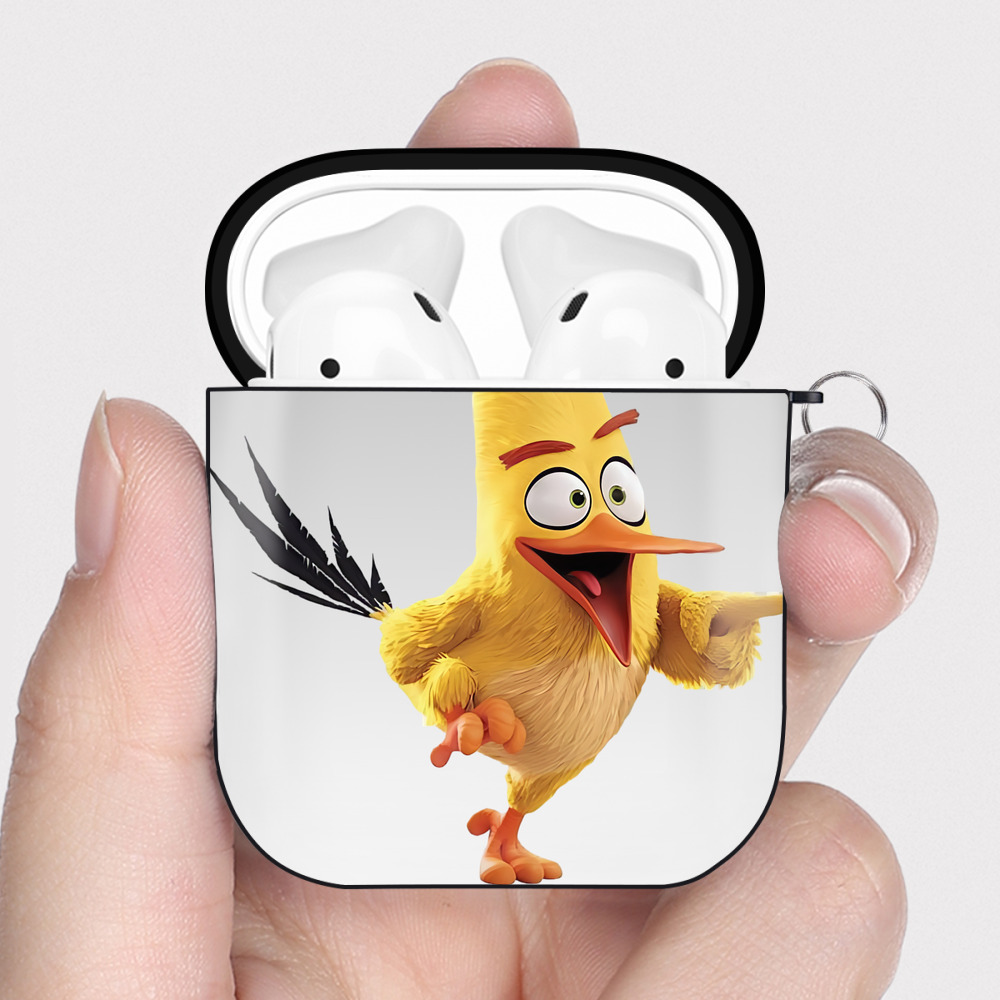 （画像用） Angry Birds アングリーバード AirPods 第2世代保護ケース ハードシェル ブラック 耐衝撃・防指紋・カラビナ付き