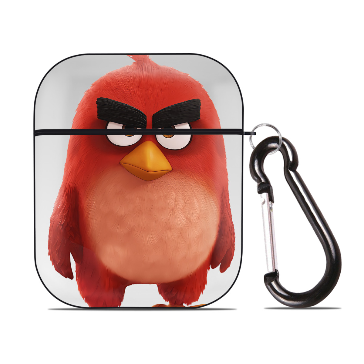 （画像用） Angry Birds アングリーバード AirPods 第2世代保護ケース ハードシェル ブラック 耐衝撃・防指紋・カラビナ付き