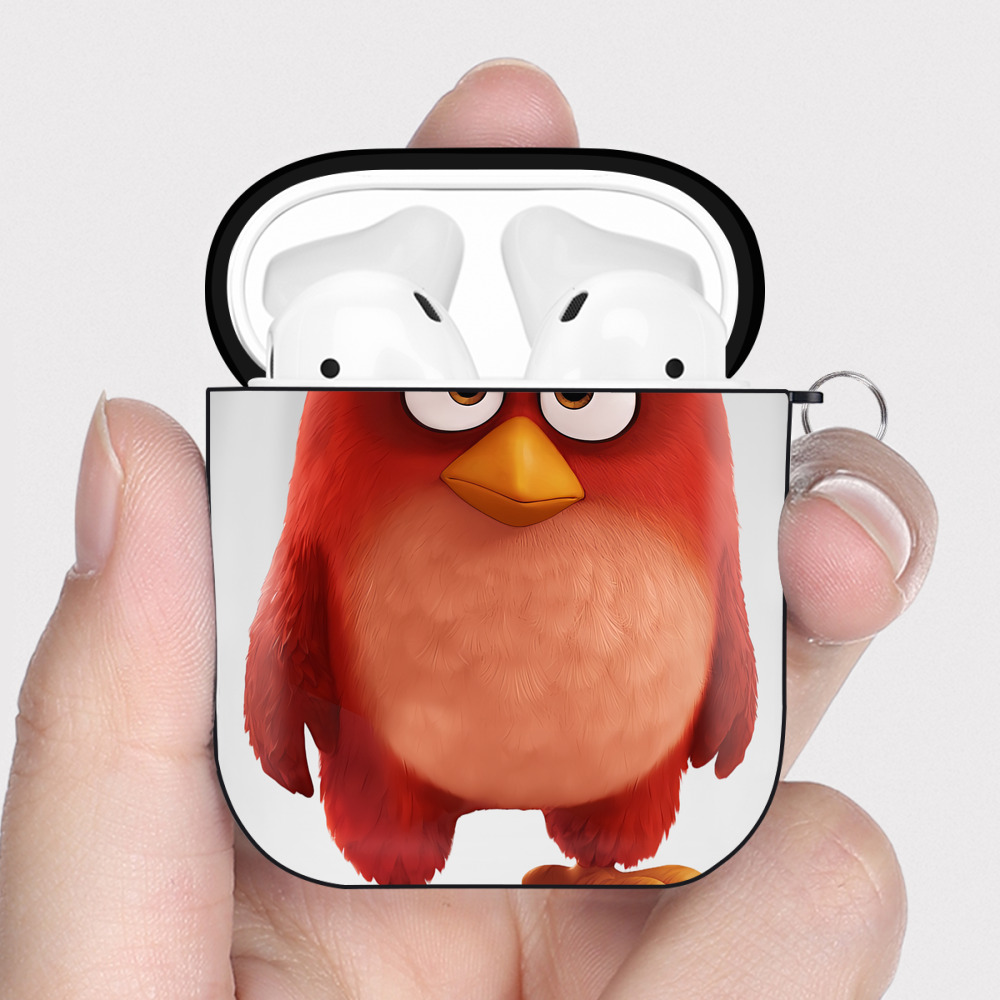 （画像用） Angry Birds アングリーバード AirPods 第2世代保護ケース ハードシェル ブラック 耐衝撃・防指紋・カラビナ付き