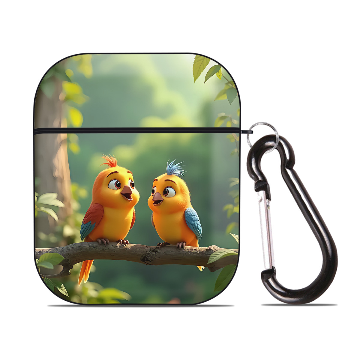 （画像用） Angry Birds アングリーバード AirPods 第2世代保護ケース ハードシェル ブラック 耐衝撃・防指紋・カラビナ付き
