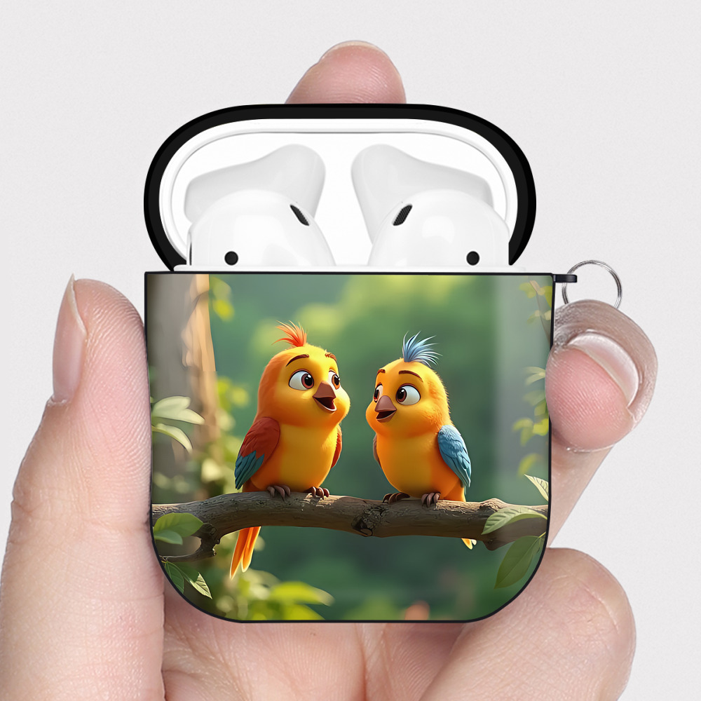 （画像用） Angry Birds アングリーバード AirPods 第2世代保護ケース ハードシェル ブラック 耐衝撃・防指紋・カラビナ付き