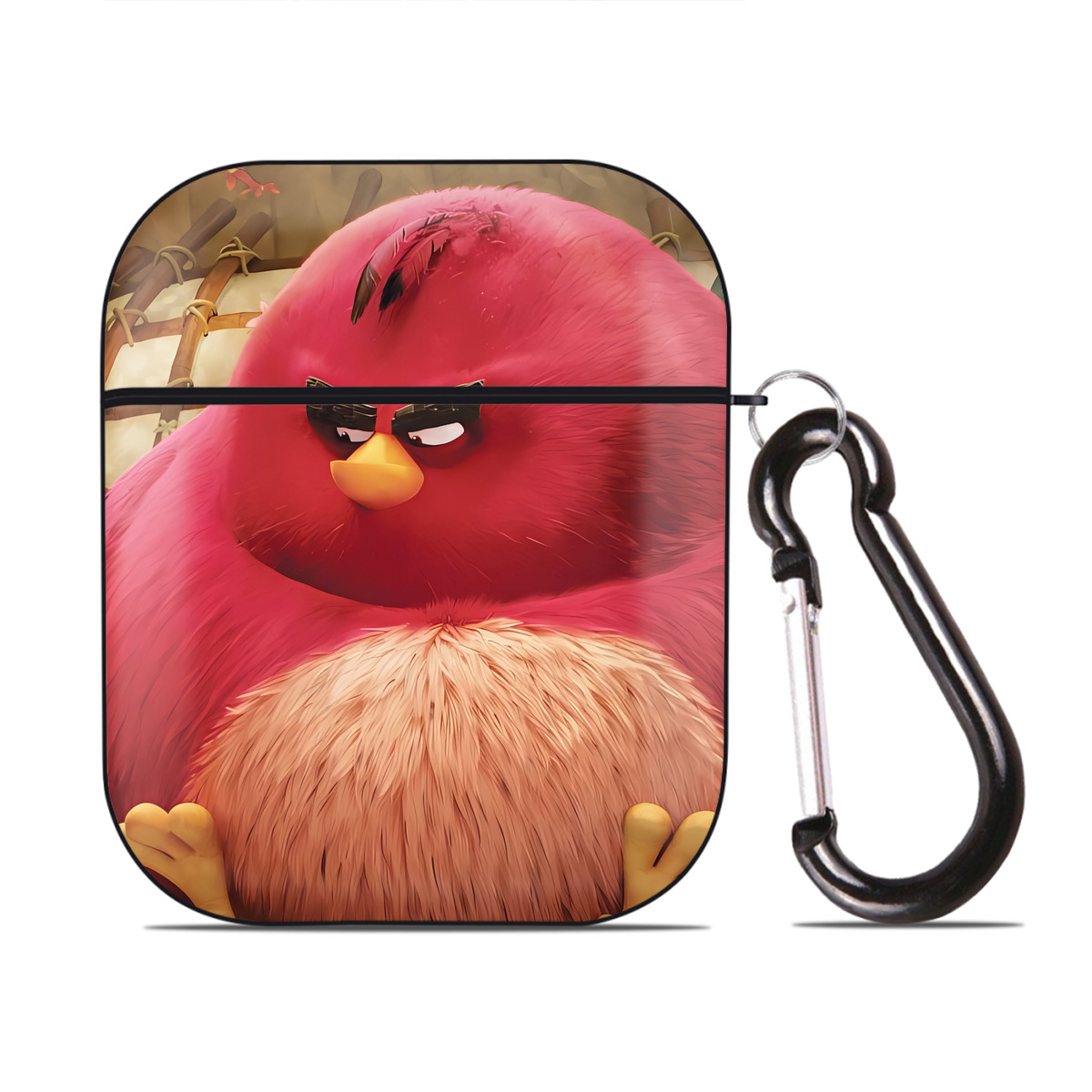 （画像用） Angry Birds アングリーバード AirPods 第2世代保護ケース ハードシェル ブラック 耐衝撃・防指紋・カラビナ付き