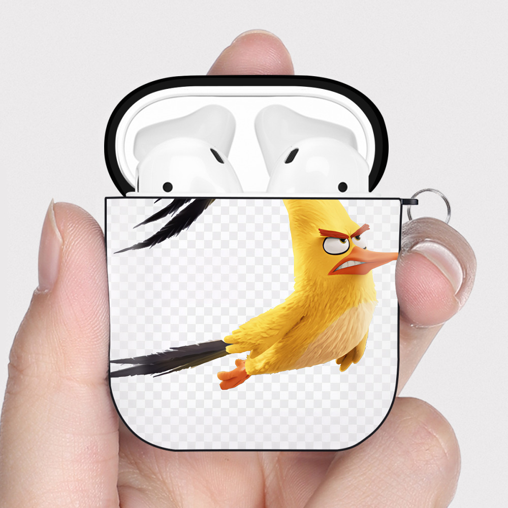 （画像用） Angry Birds アングリーバード AirPods 第2世代保護ケース ハードシェル ブラック 耐衝撃・防指紋・カラビナ付き