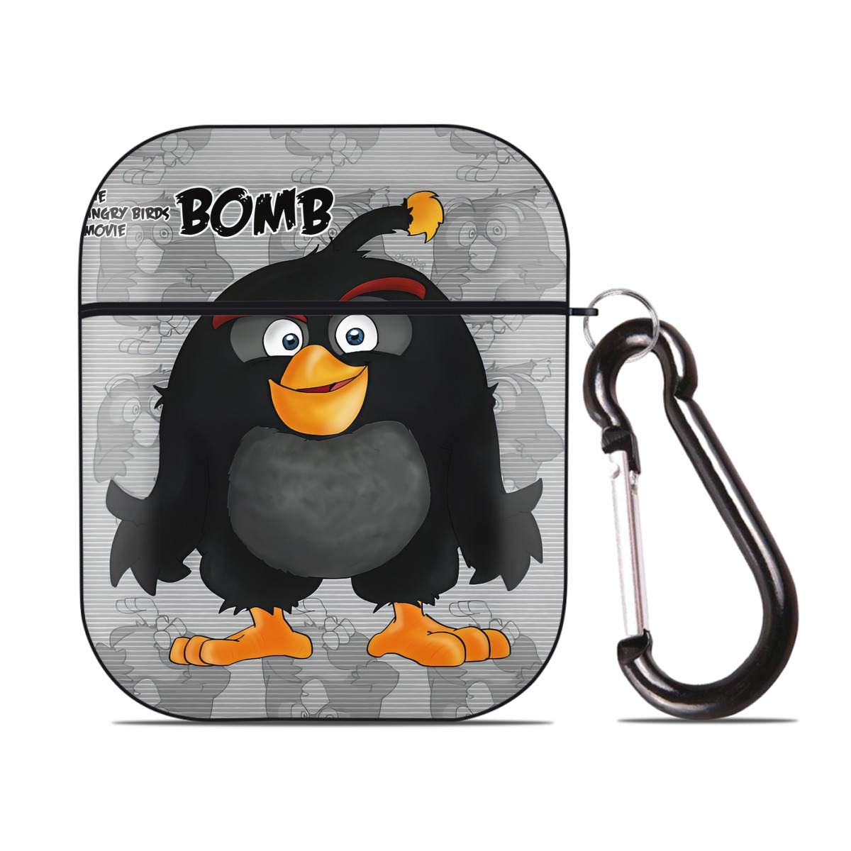 （画像用） Angry Birds アングリーバード AirPods 第2世代保護ケース ハードシェル ブラック 耐衝撃・防指紋・カラビナ付き