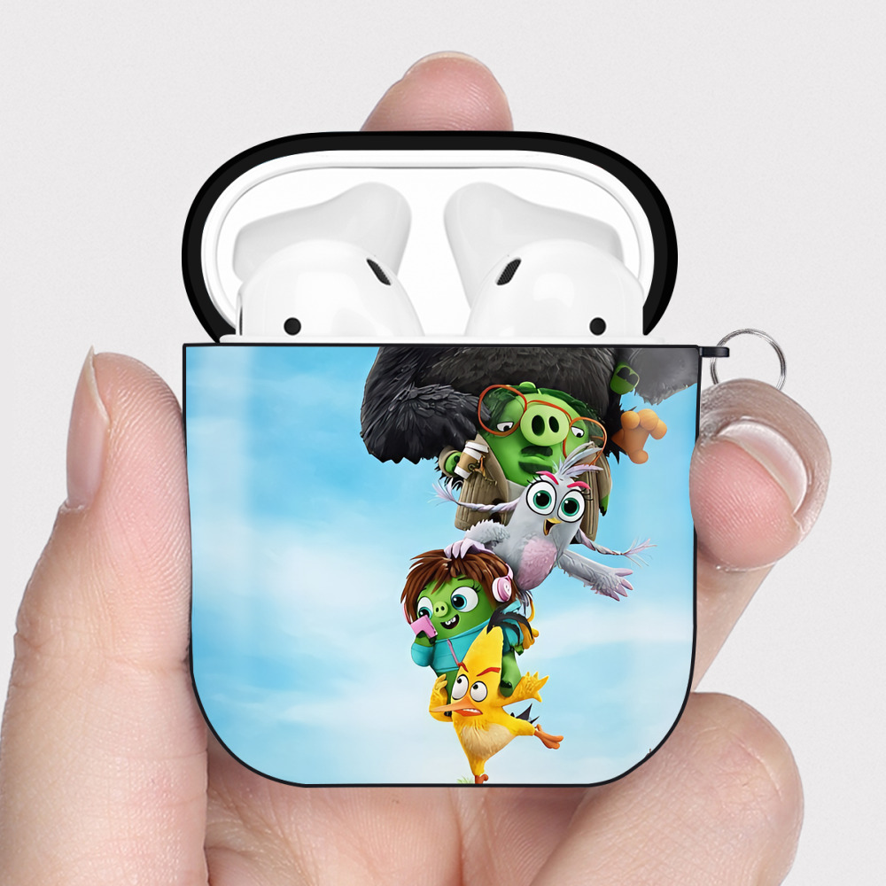 （画像用） Angry Birds アングリーバード AirPods 第2世代保護ケース ハードシェル ブラック 耐衝撃・防指紋・カラビナ付き