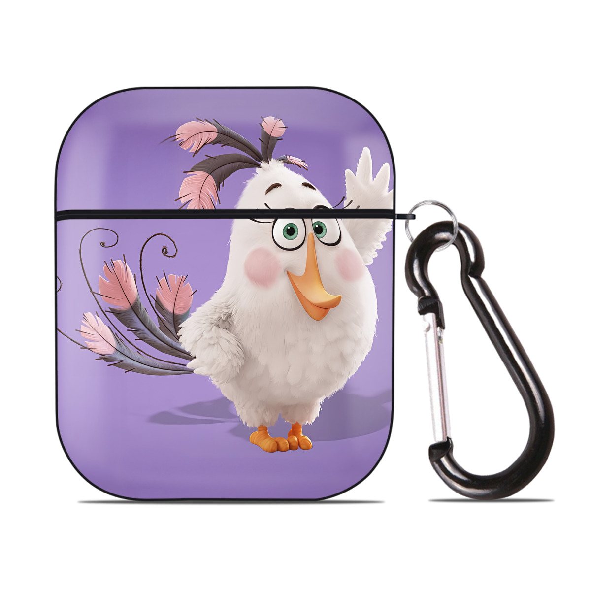 （画像用） Angry Birds アングリーバード AirPods 第2世代保護ケース ハードシェル ブラック 耐衝撃・防指紋・カラビナ付き
