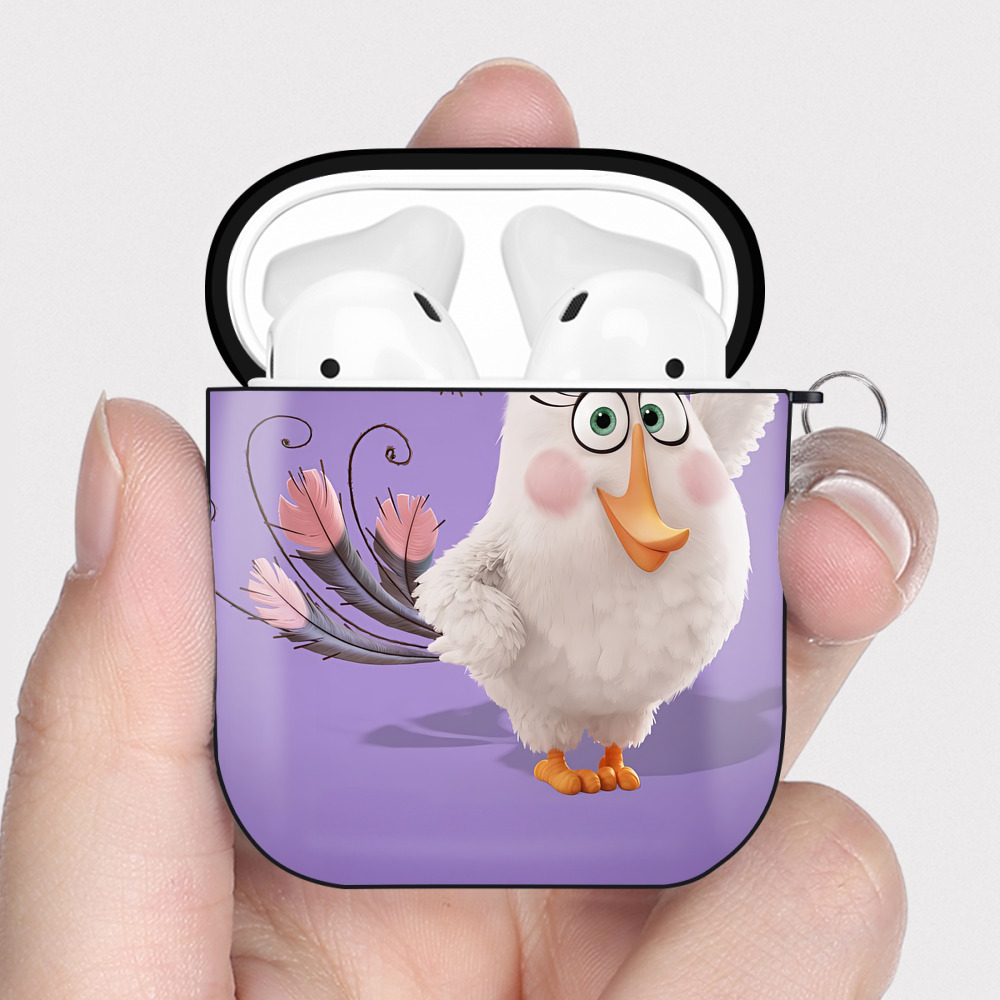 （画像用） Angry Birds アングリーバード AirPods 第2世代保護ケース ハードシェル ブラック 耐衝撃・防指紋・カラビナ付き
