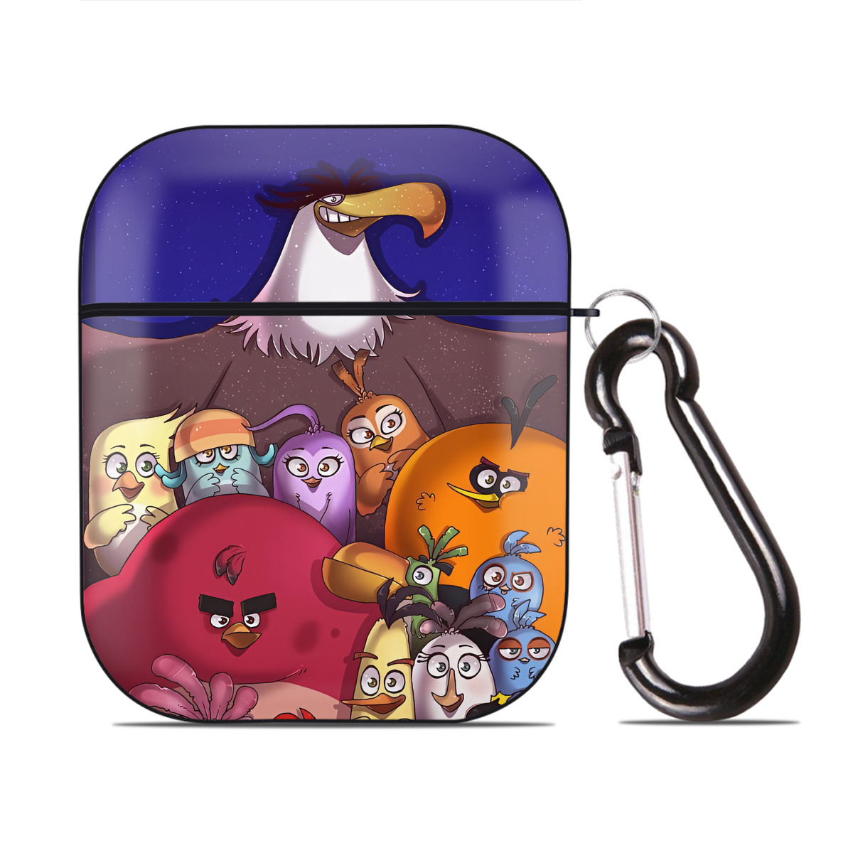 （画像用） Angry Birds アングリーバード AirPods 第2世代保護ケース ハードシェル ブラック 耐衝撃・防指紋・カラビナ付き