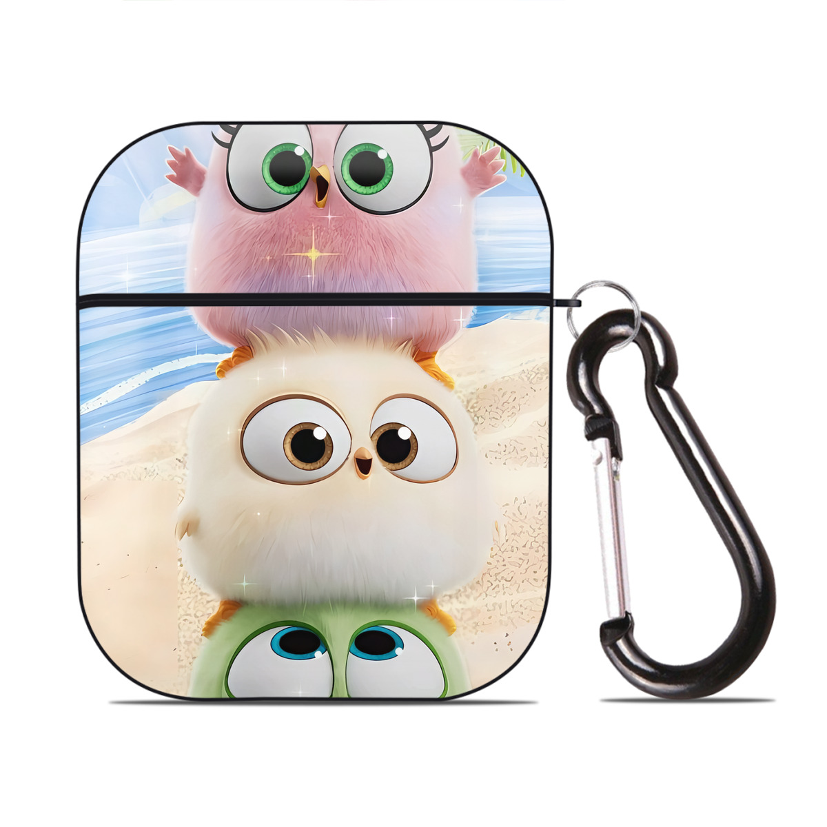 （画像用） Angry Birds アングリーバード AirPods 第2世代保護ケース ハードシェル ブラック 耐衝撃・防指紋・カラビナ付き