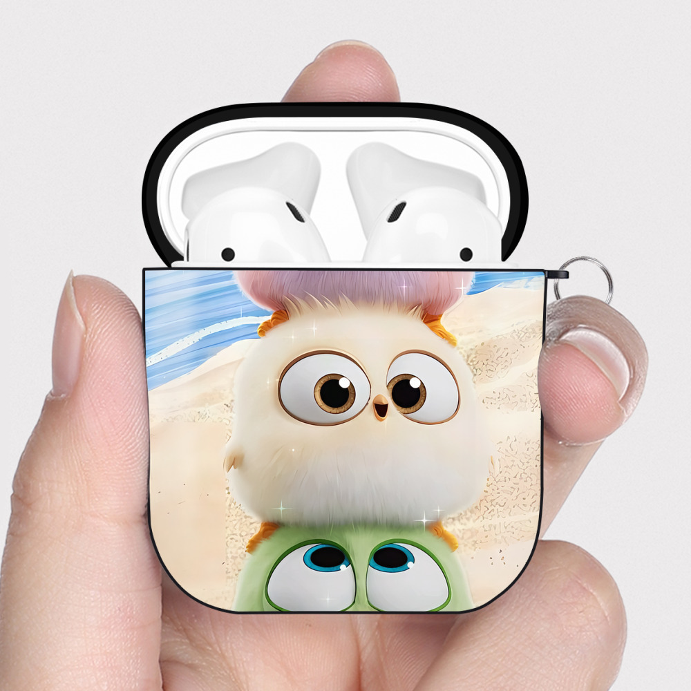 （画像用） Angry Birds アングリーバード AirPods 第2世代保護ケース ハードシェル ブラック 耐衝撃・防指紋・カラビナ付き