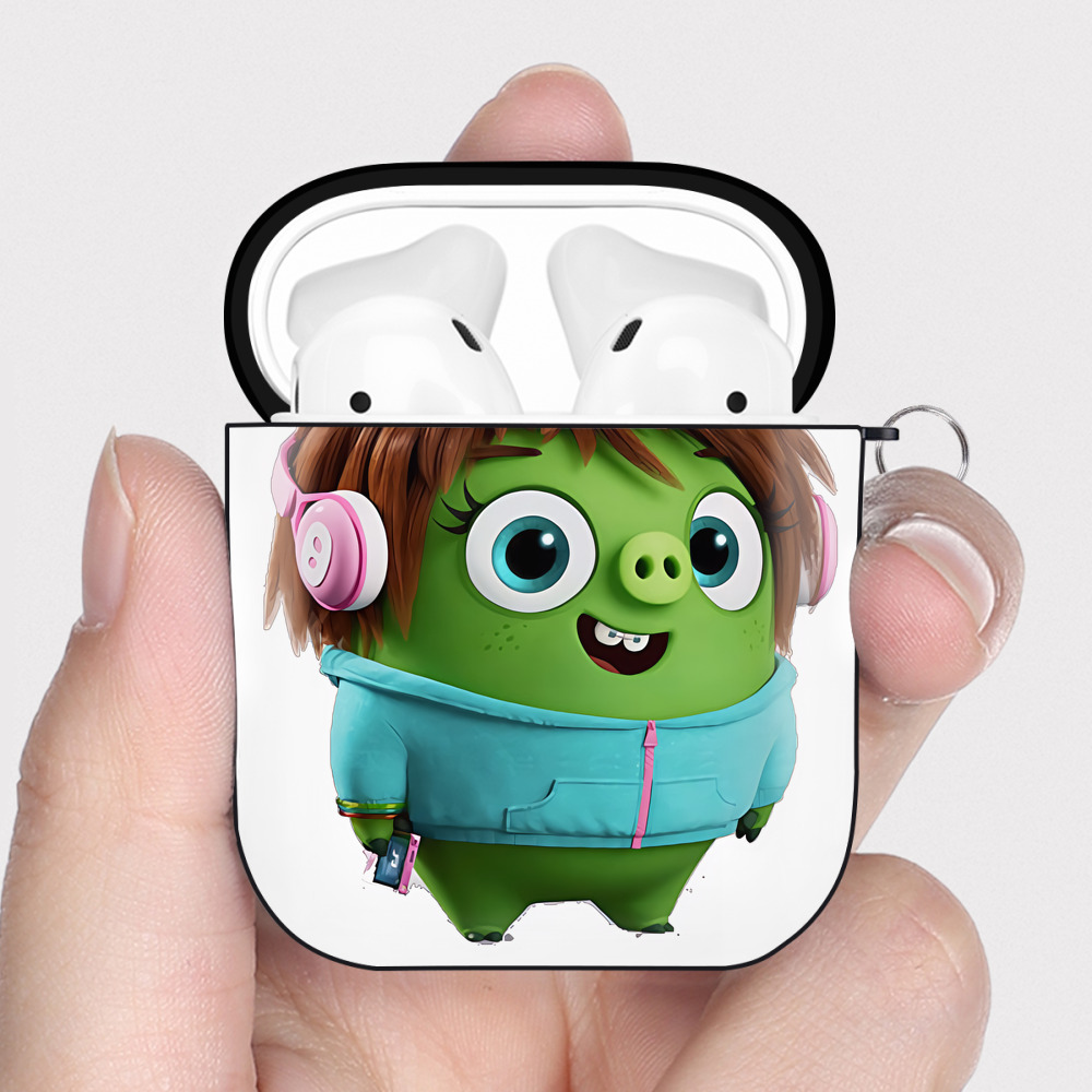 （画像用） Angry Birds アングリーバード AirPods 第2世代保護ケース ハードシェル ブラック 耐衝撃・防指紋・カラビナ付き